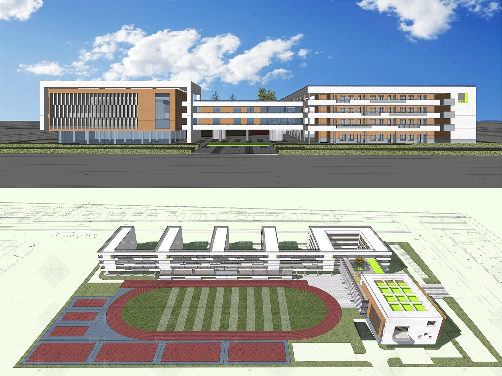 现代学校建筑SU模型下载【ID:1183539726】