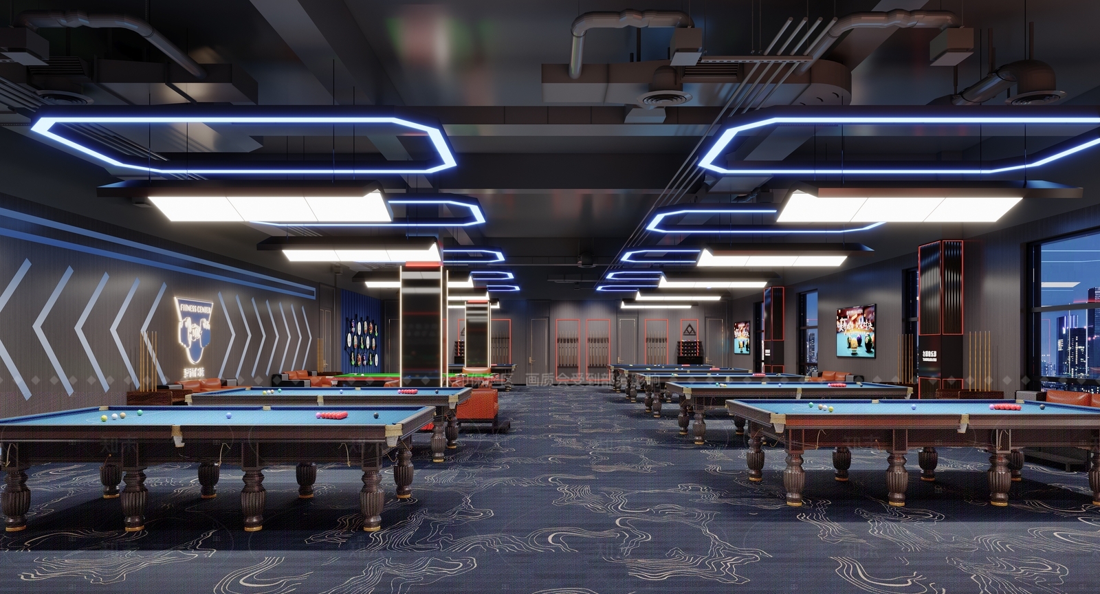 现代台球室3D模型下载【ID:1214987785】