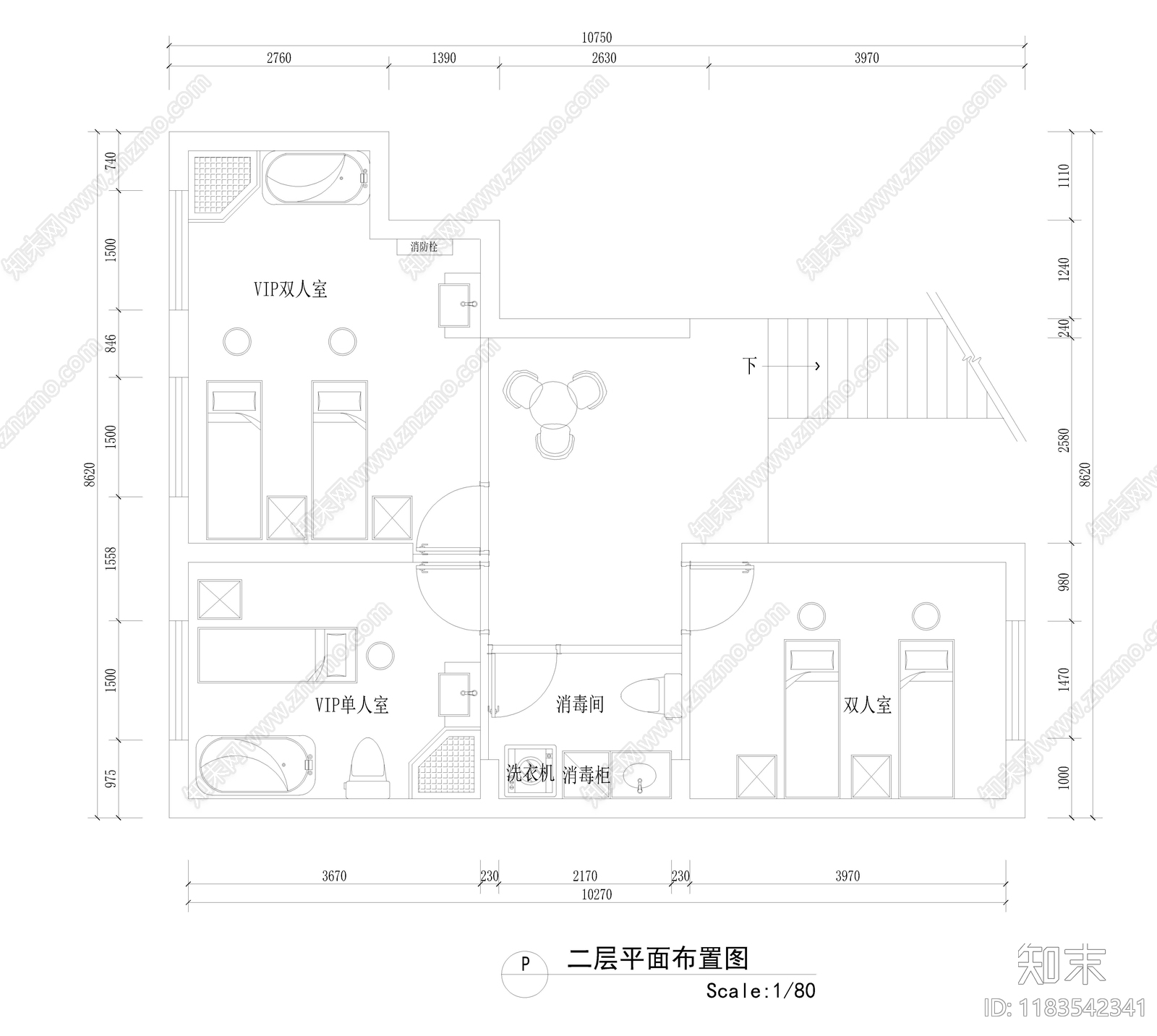 现代美容院cad施工图下载【ID:1183542341】