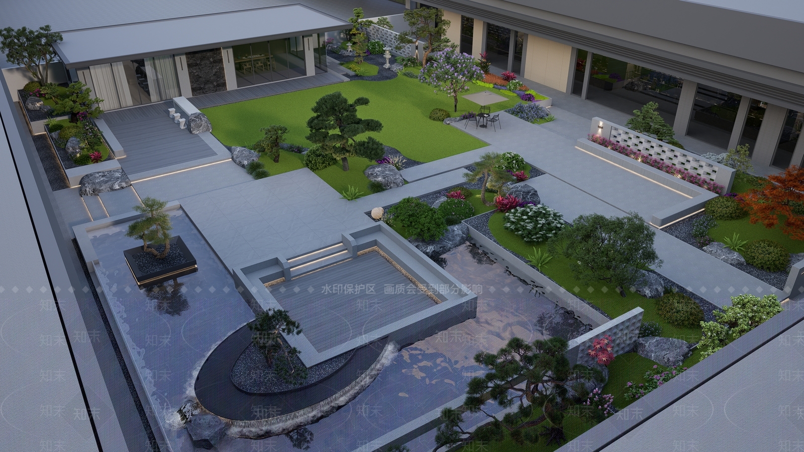 现代屋顶花园SU模型下载【ID:1183543352】
