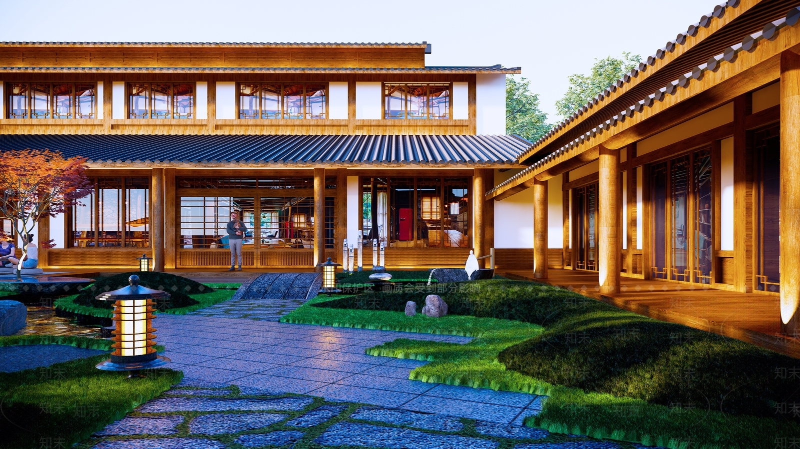 新中式中式乡村庭院SU模型下载【ID:1183544136】