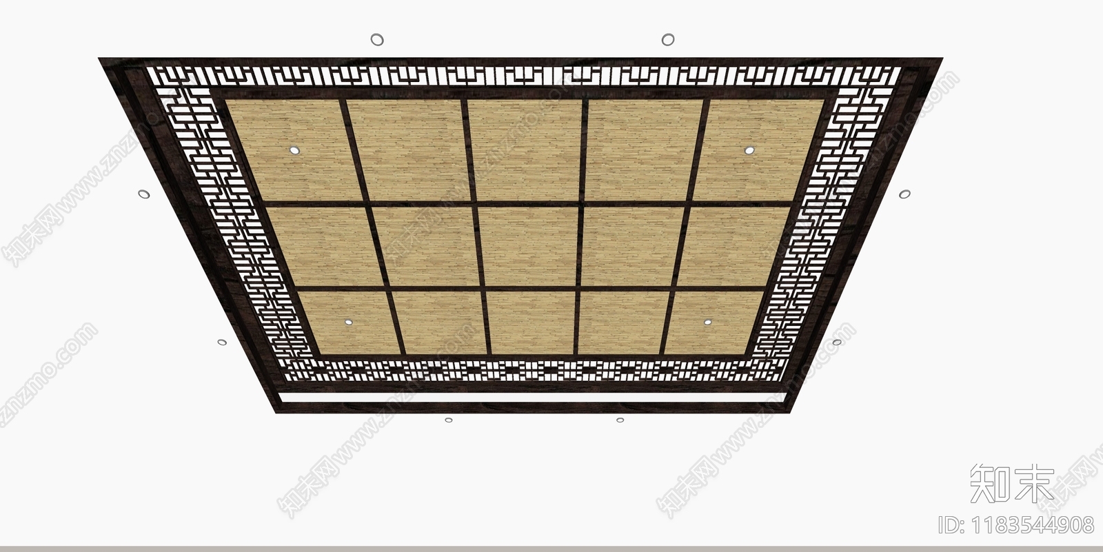 新中式吊顶SU模型下载【ID:1183544908】