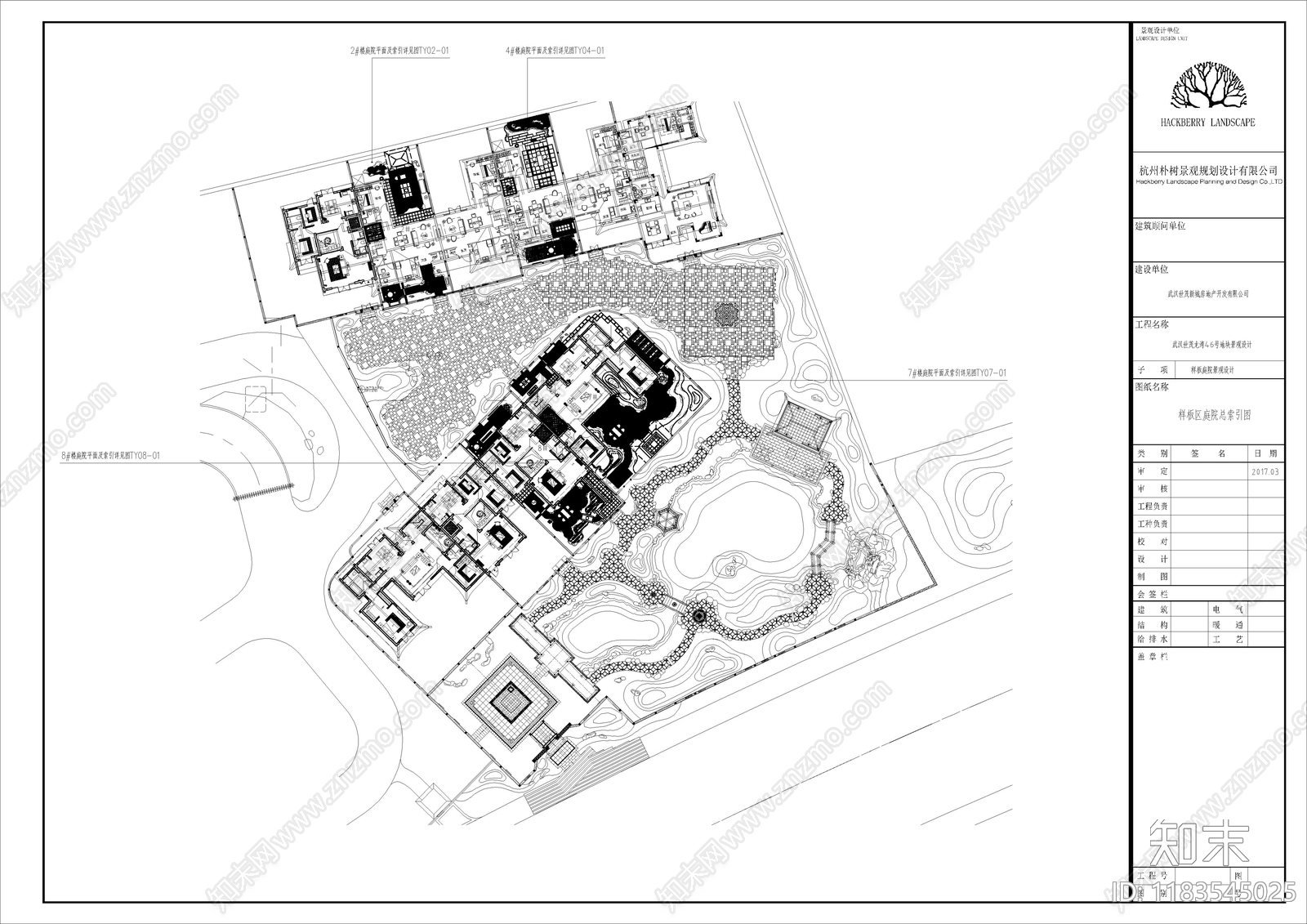 中式小区景观cad施工图下载【ID:1183545025】