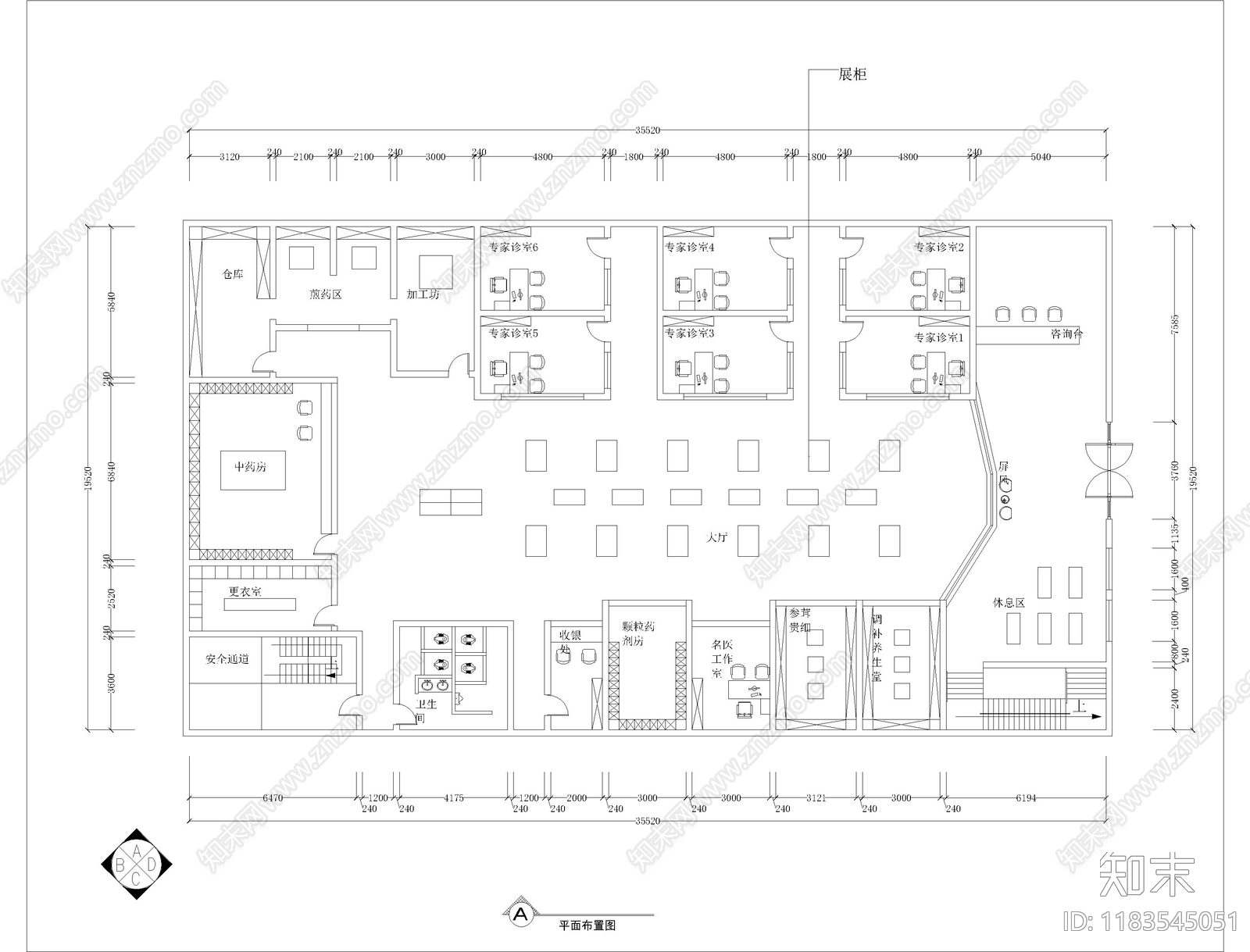 现代中医馆cad施工图下载【ID:1183545051】