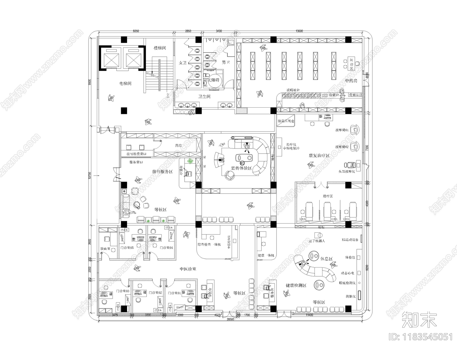 现代中医馆cad施工图下载【ID:1183545051】