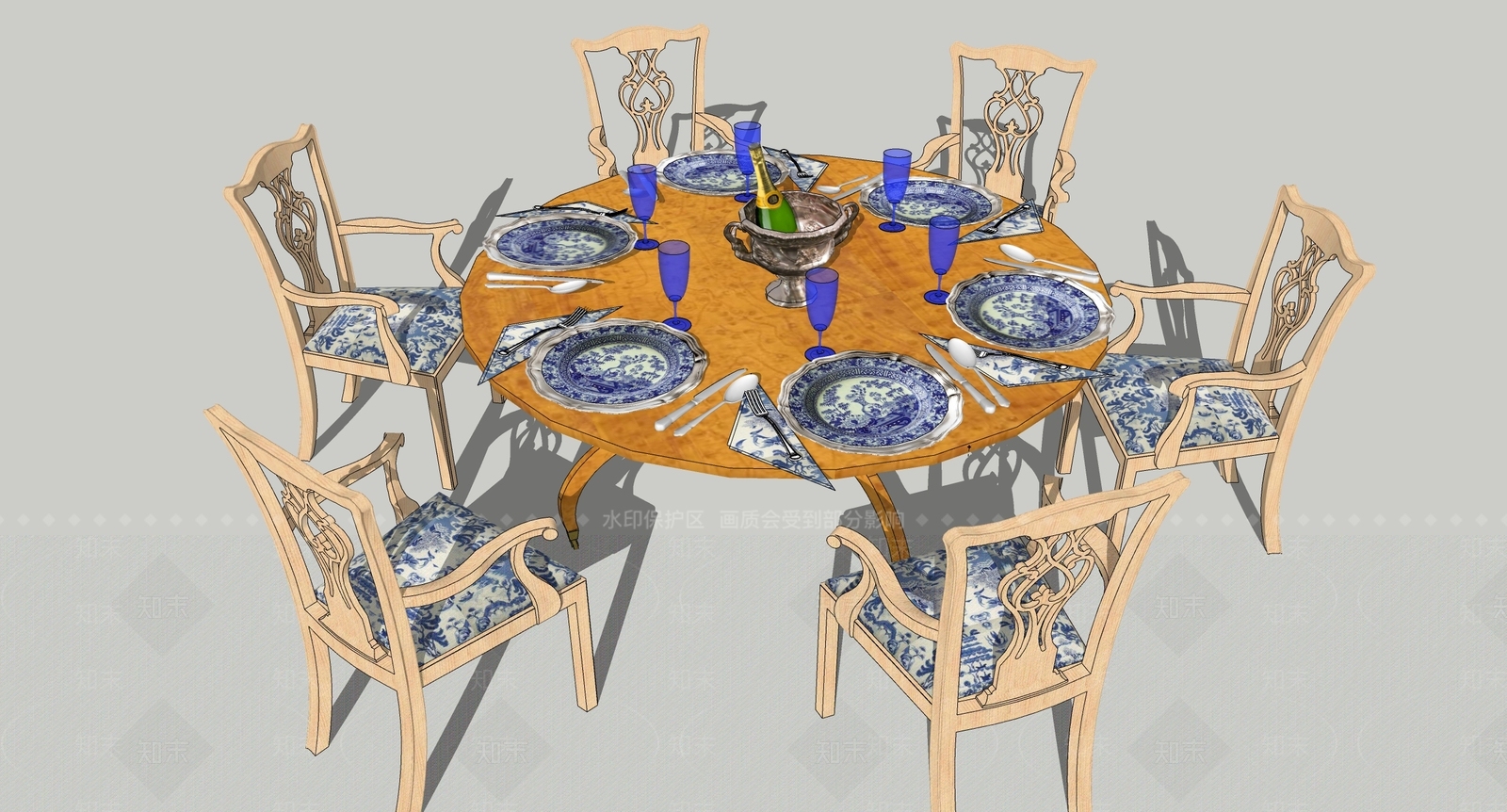 美式欧式休闲桌椅SU模型下载【ID:1183545336】