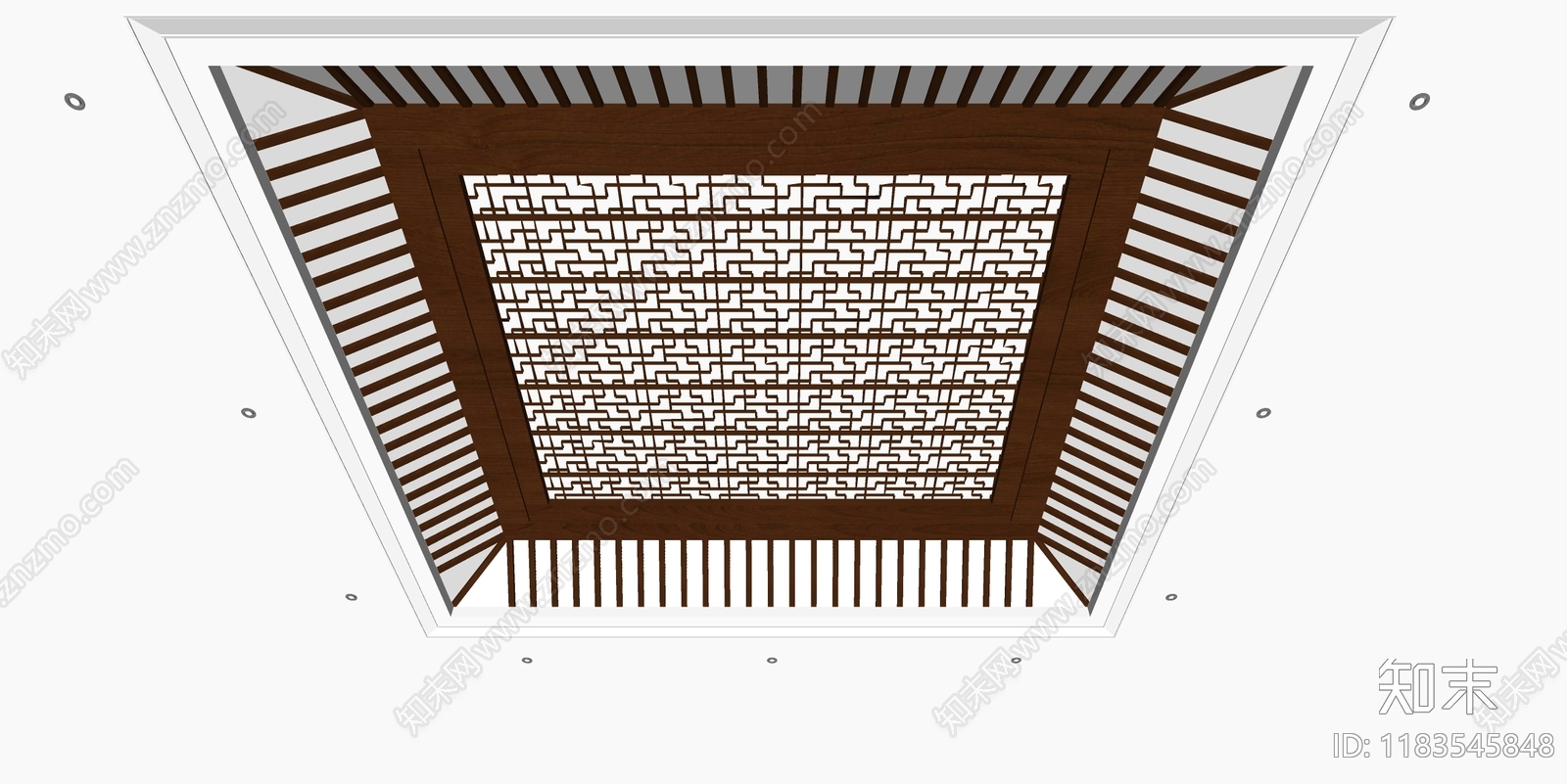 新中式吊顶SU模型下载【ID:1183545848】