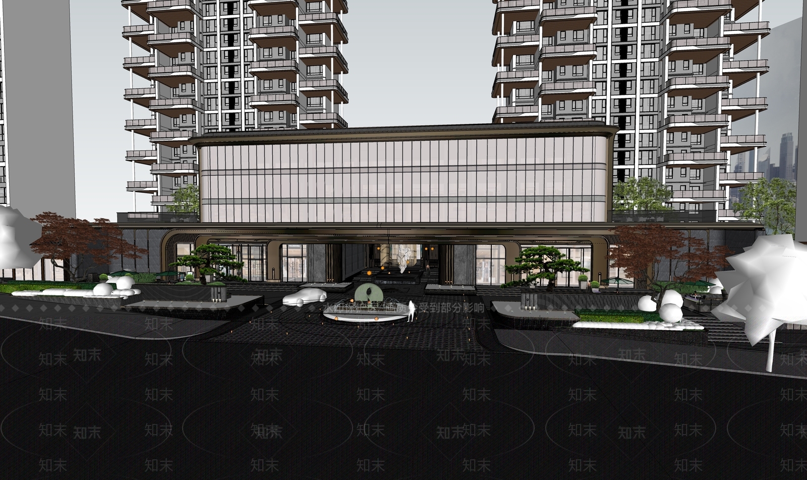 现代高层住宅SU模型下载【ID:1183547158】