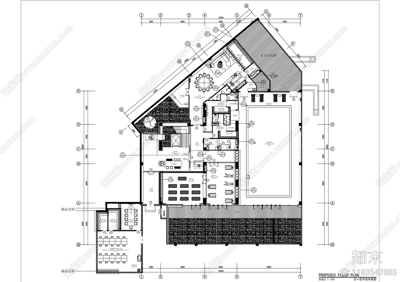 现代会所cad施工图下载【ID:1183547865】