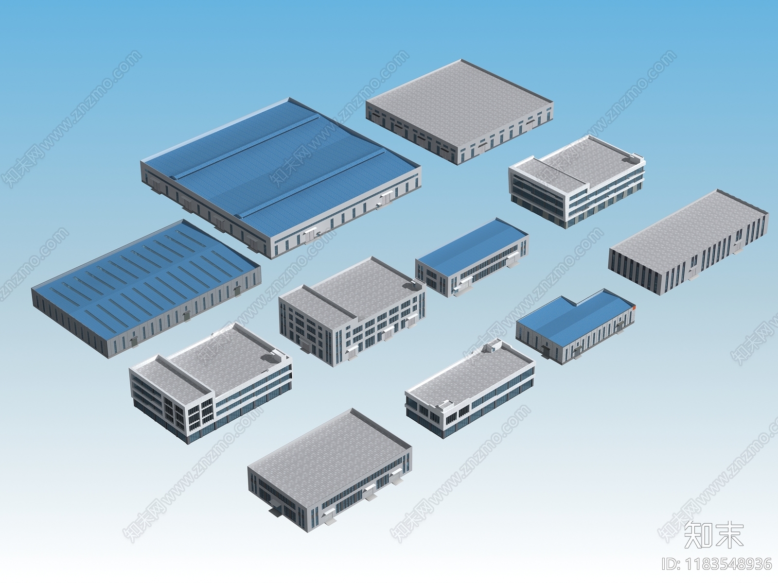 现代厂房3D模型下载【ID:1183548936】