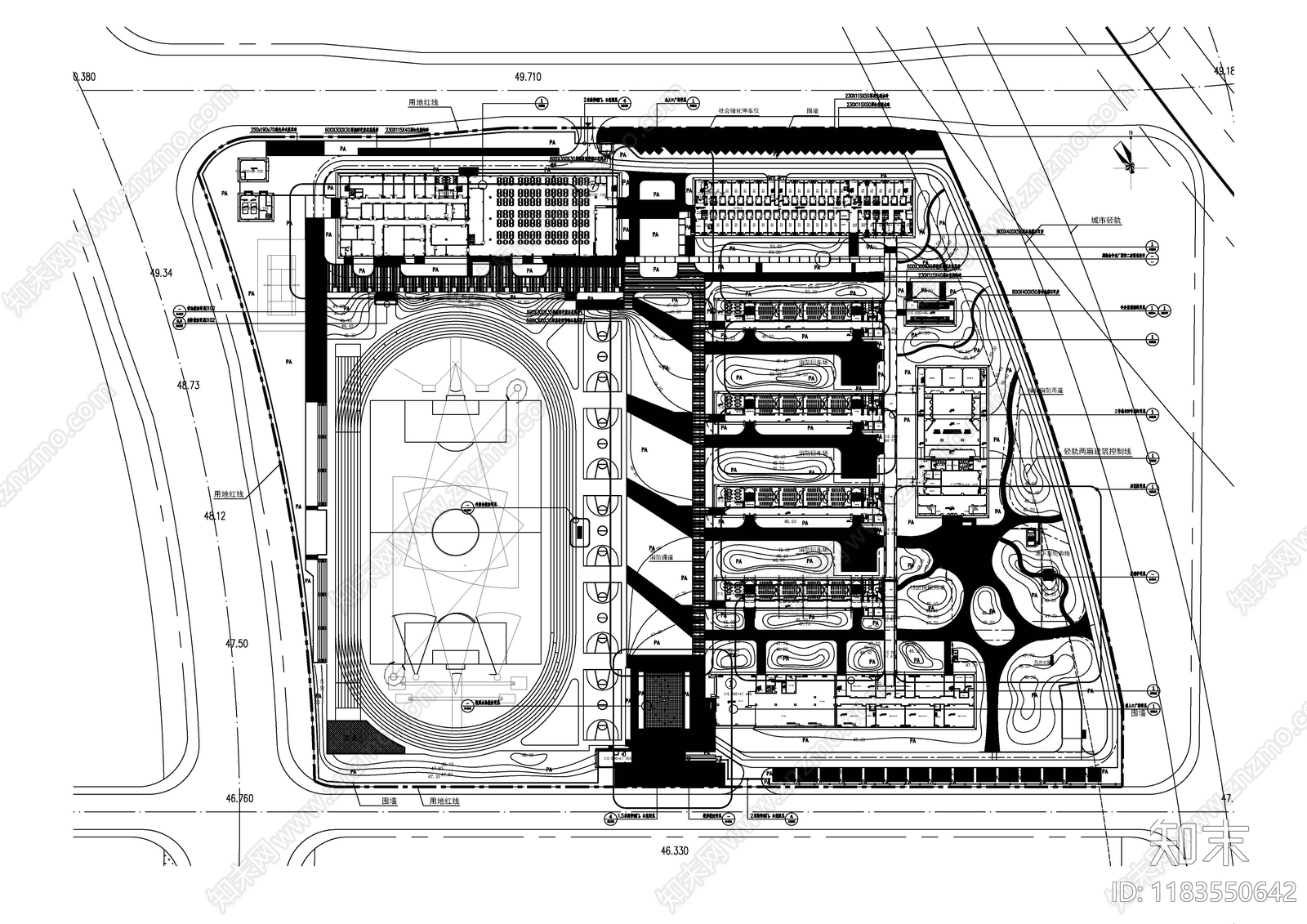 现代校园景观cad施工图下载【ID:1183550642】