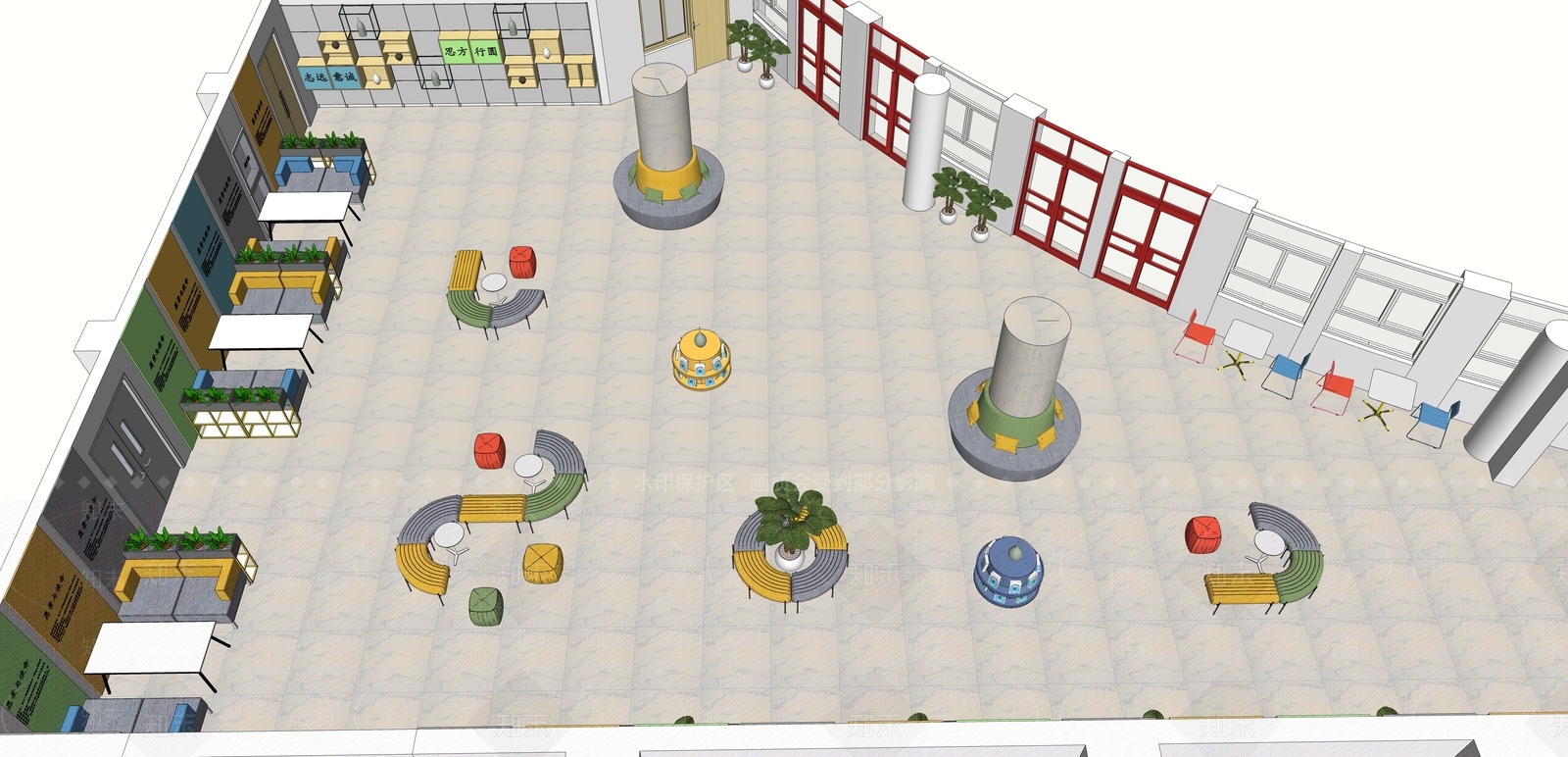 现代其他学校空间SU模型下载【ID:1183552589】