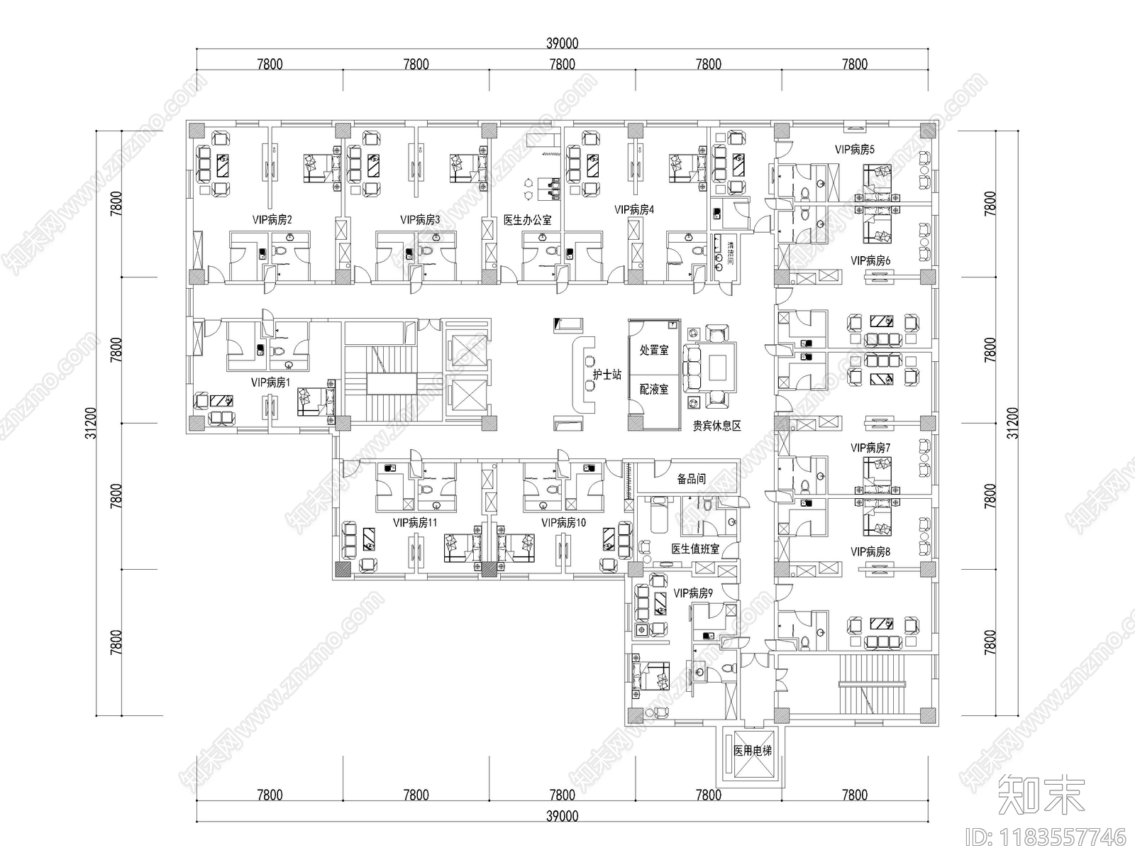 现代医院cad施工图下载【ID:1183557746】