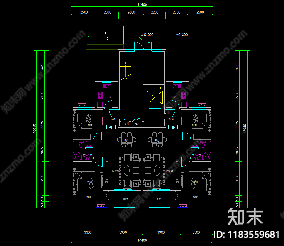 住宅楼建筑cad施工图下载【ID:1183559681】