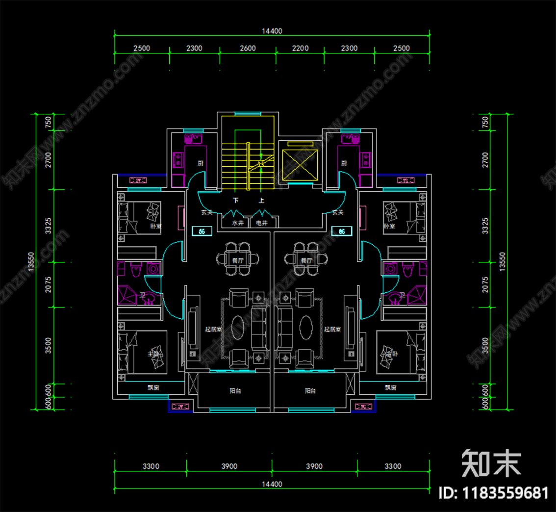 住宅楼建筑cad施工图下载【ID:1183559681】