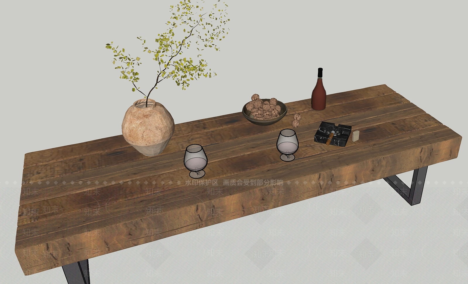 侘寂原木摆件组合SU模型下载【ID:1183563055】