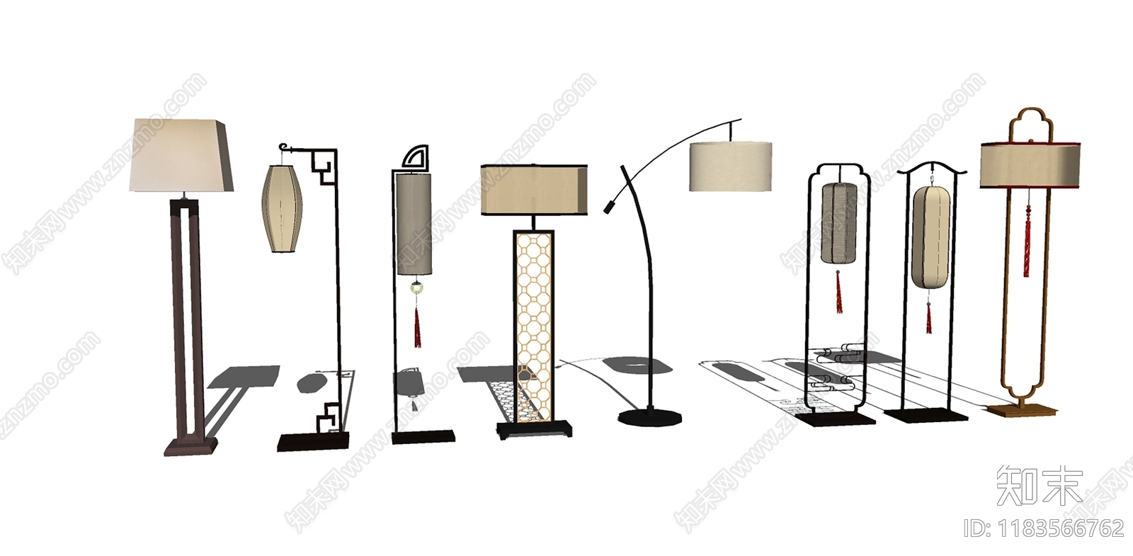 新中式禅意落地灯SU模型下载【ID:1183566762】