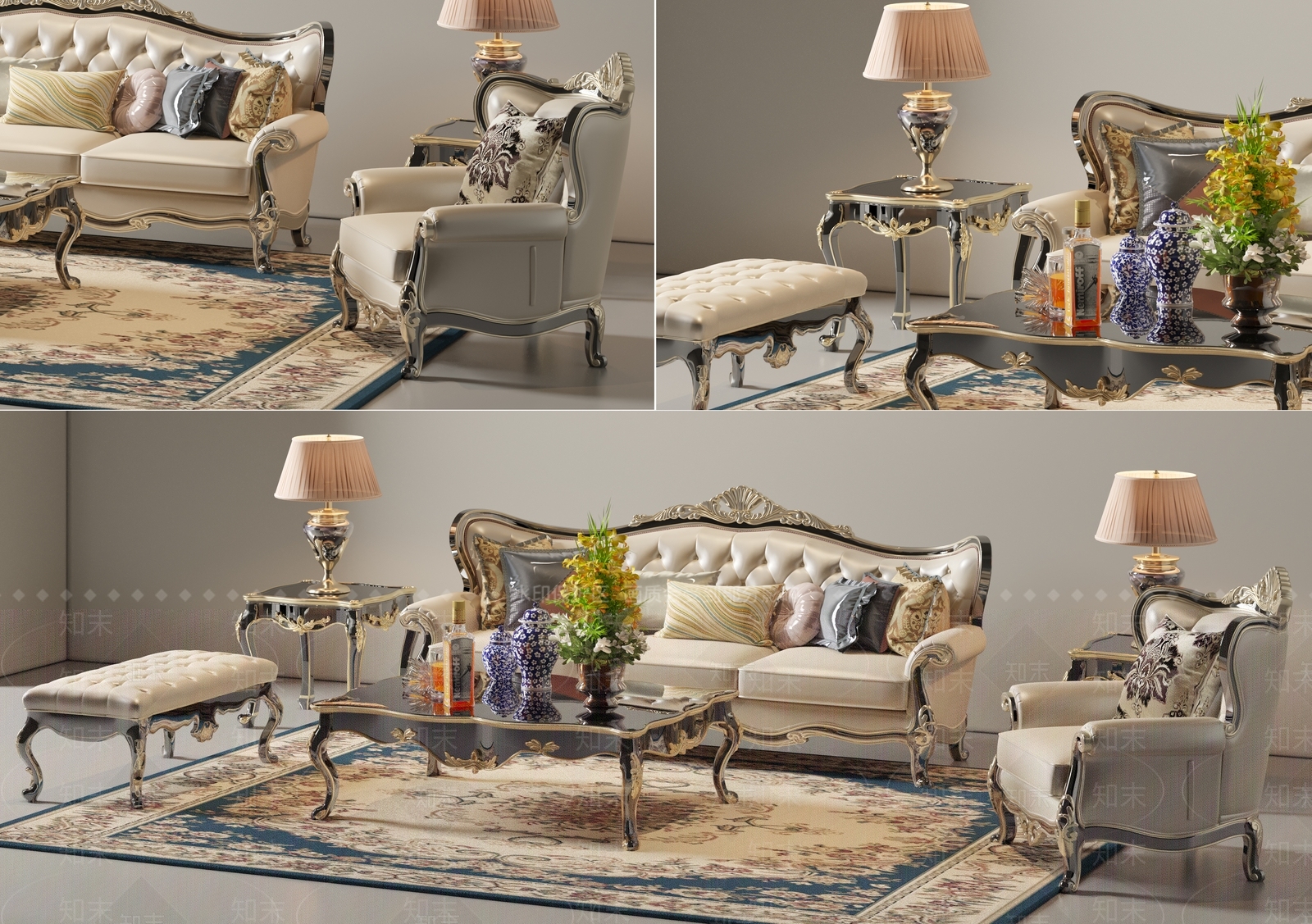 欧式简欧沙发组合SU模型下载【ID:1183568908】
