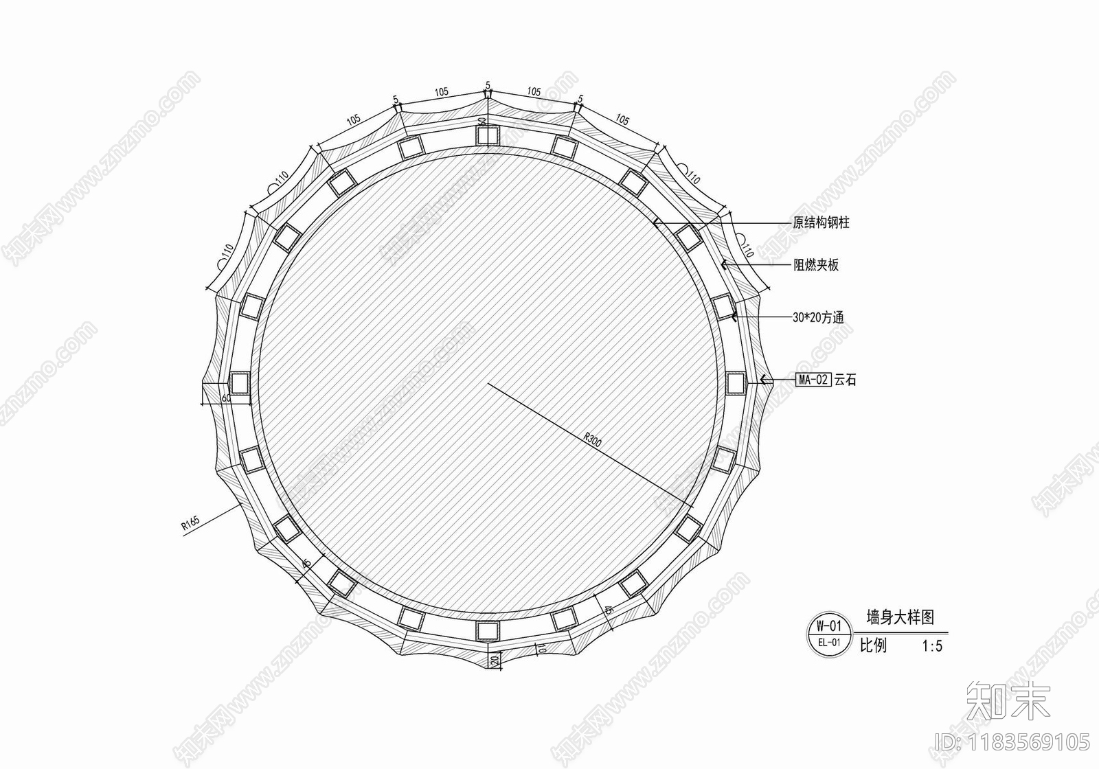 现代包柱节点cad施工图下载【ID:1183569105】