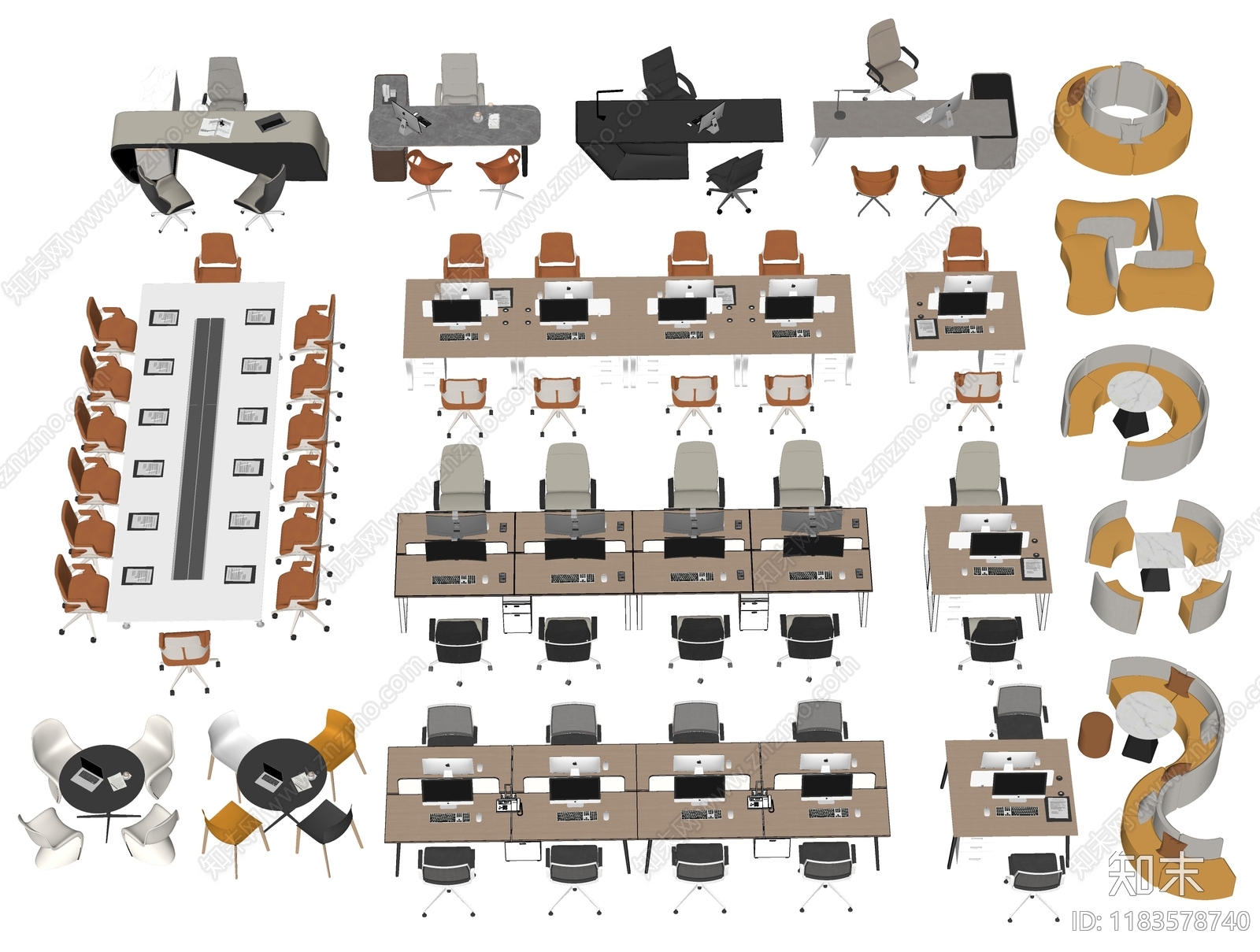 现代办公桌椅SU模型下载【ID:1183578740】