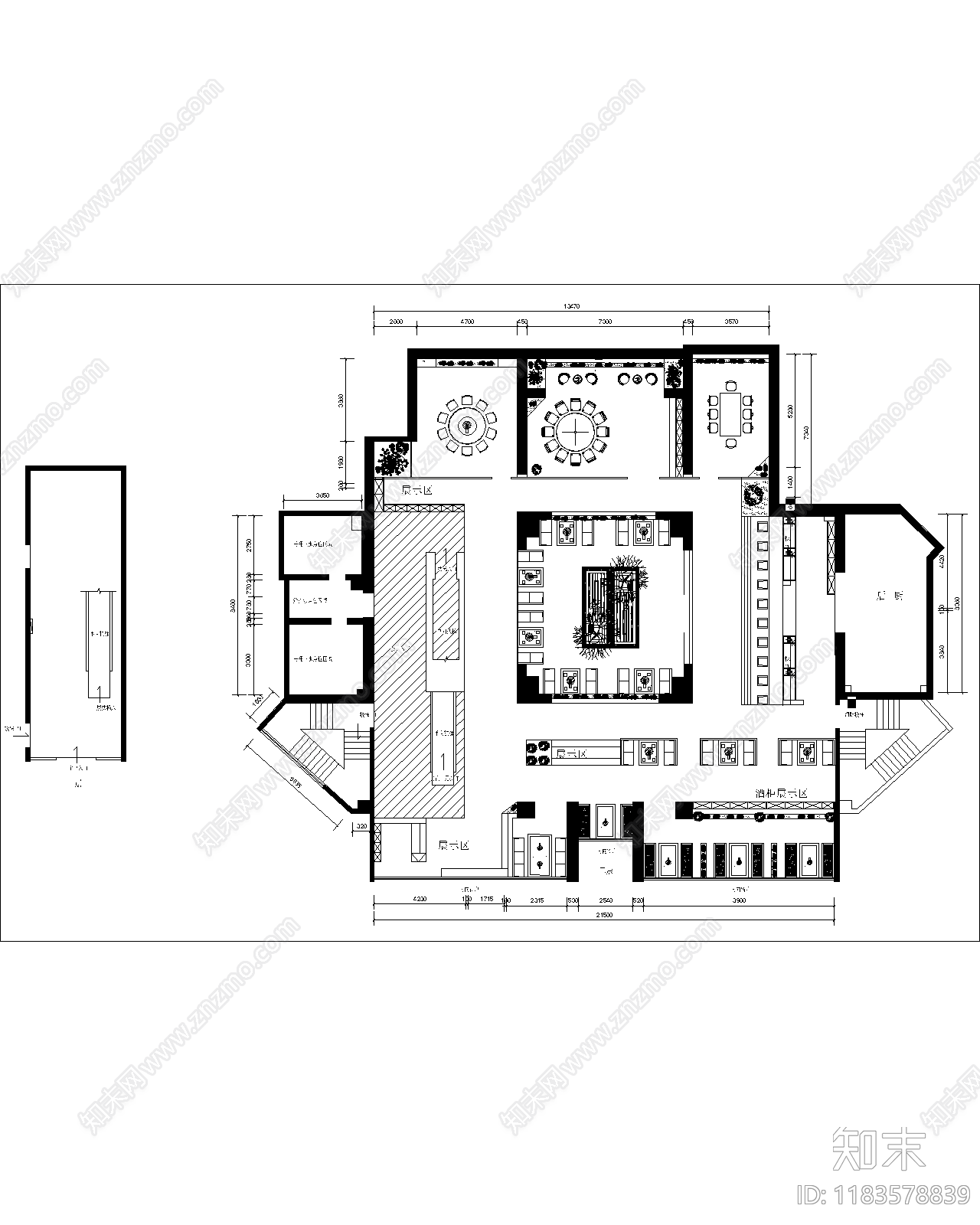 现代轻奢西餐厅施工图下载【ID:1183578839】