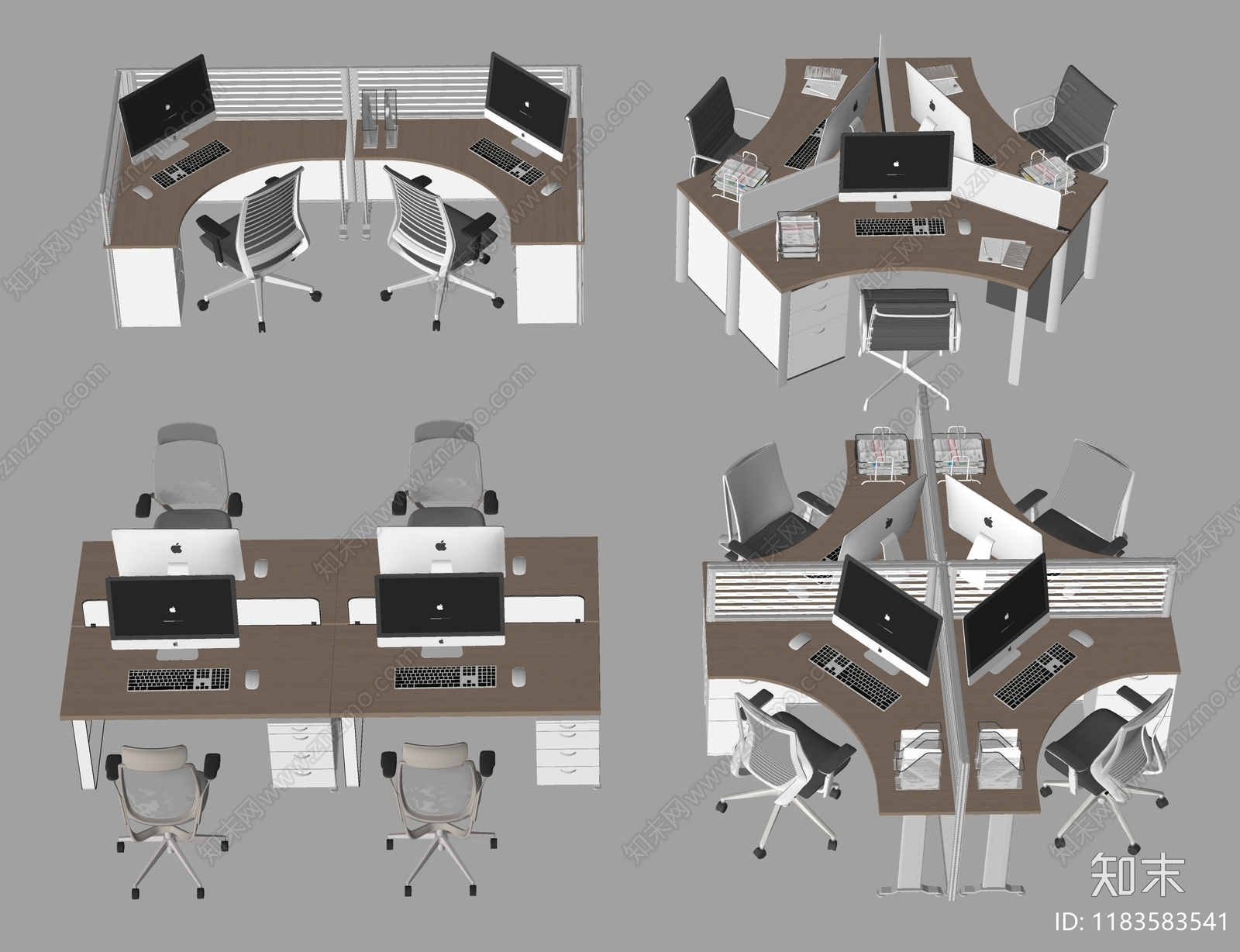 现代办公桌椅SU模型下载【ID:1183583541】