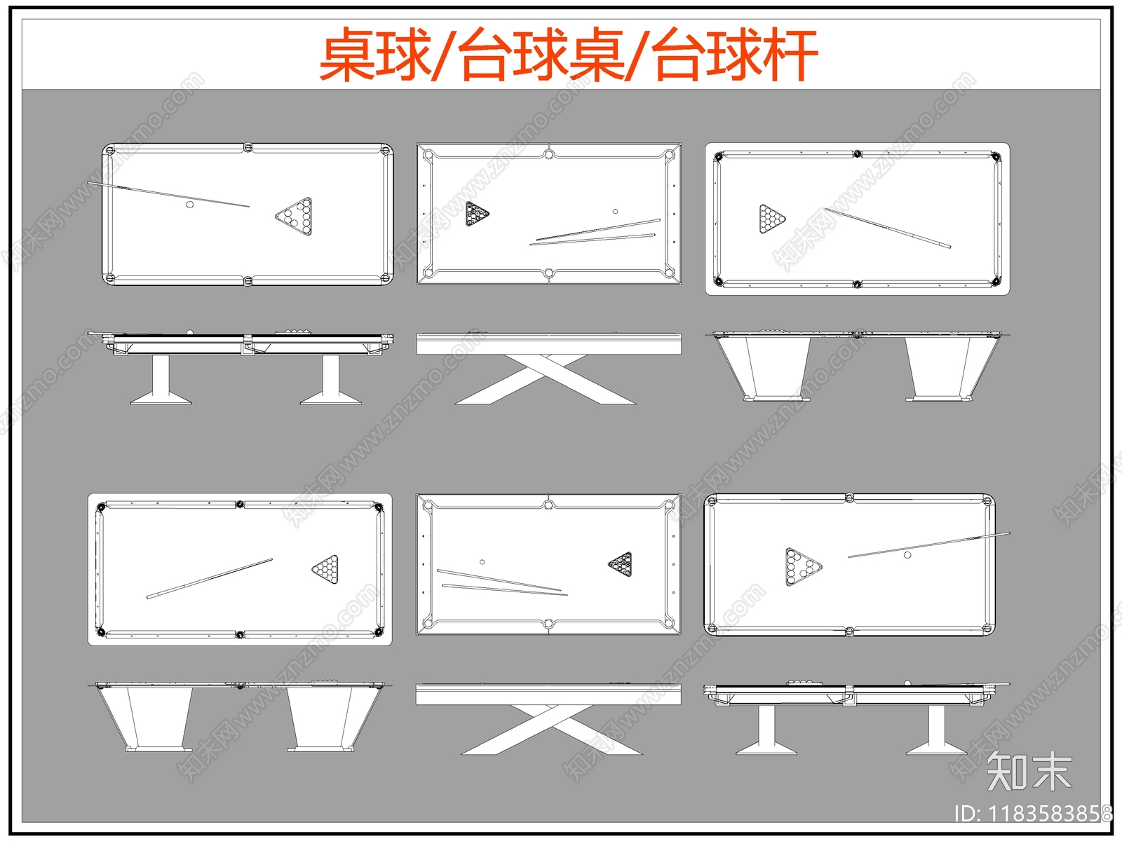 现代桌椅cad施工图下载【ID:1183583858】