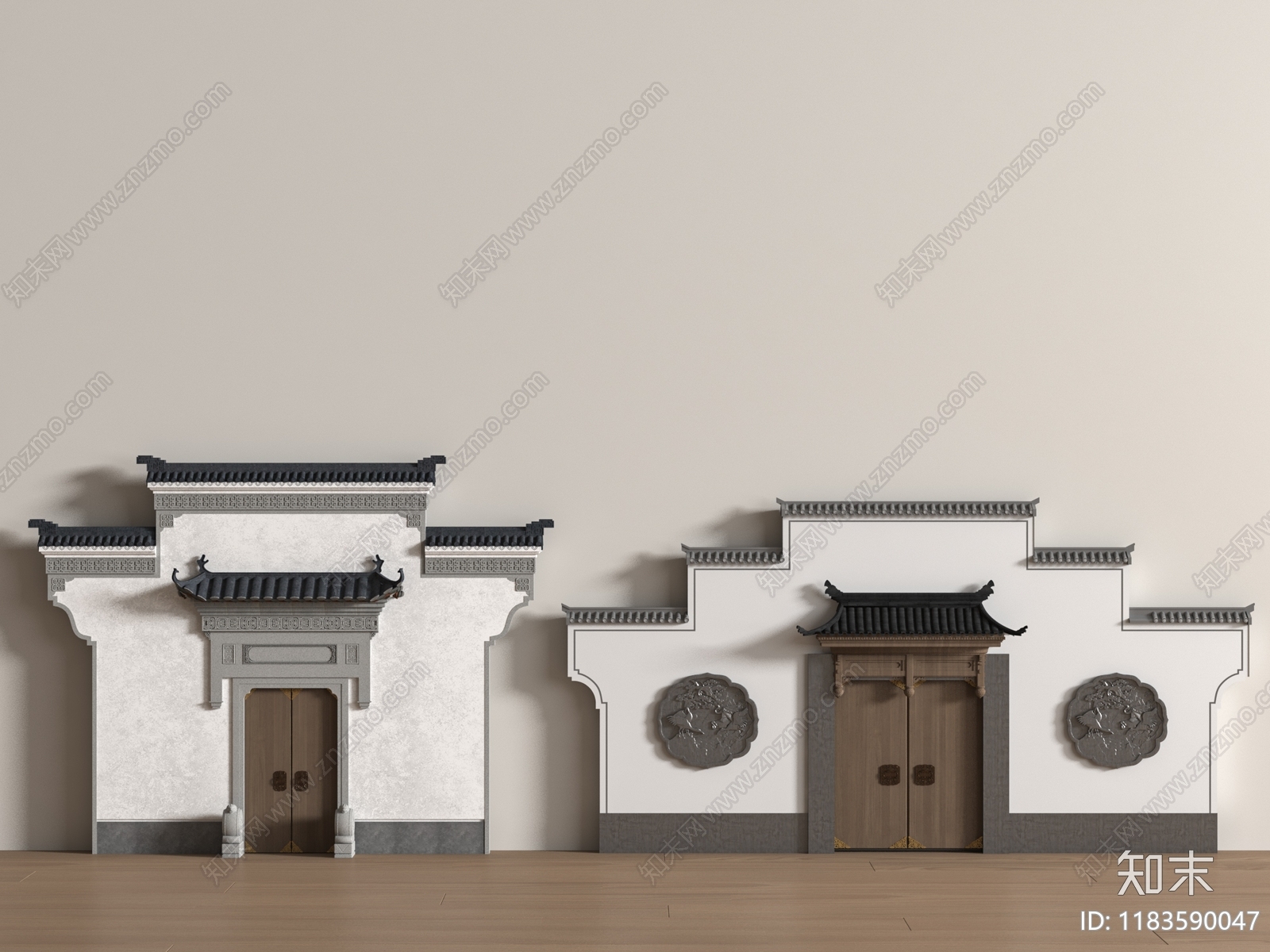 新中式景墙3D模型下载【ID:1183590047】