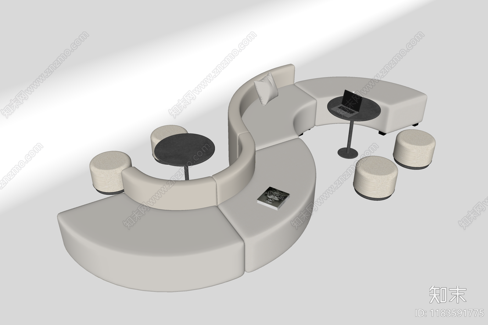 现代卡座沙发SU模型下载【ID:1183591775】