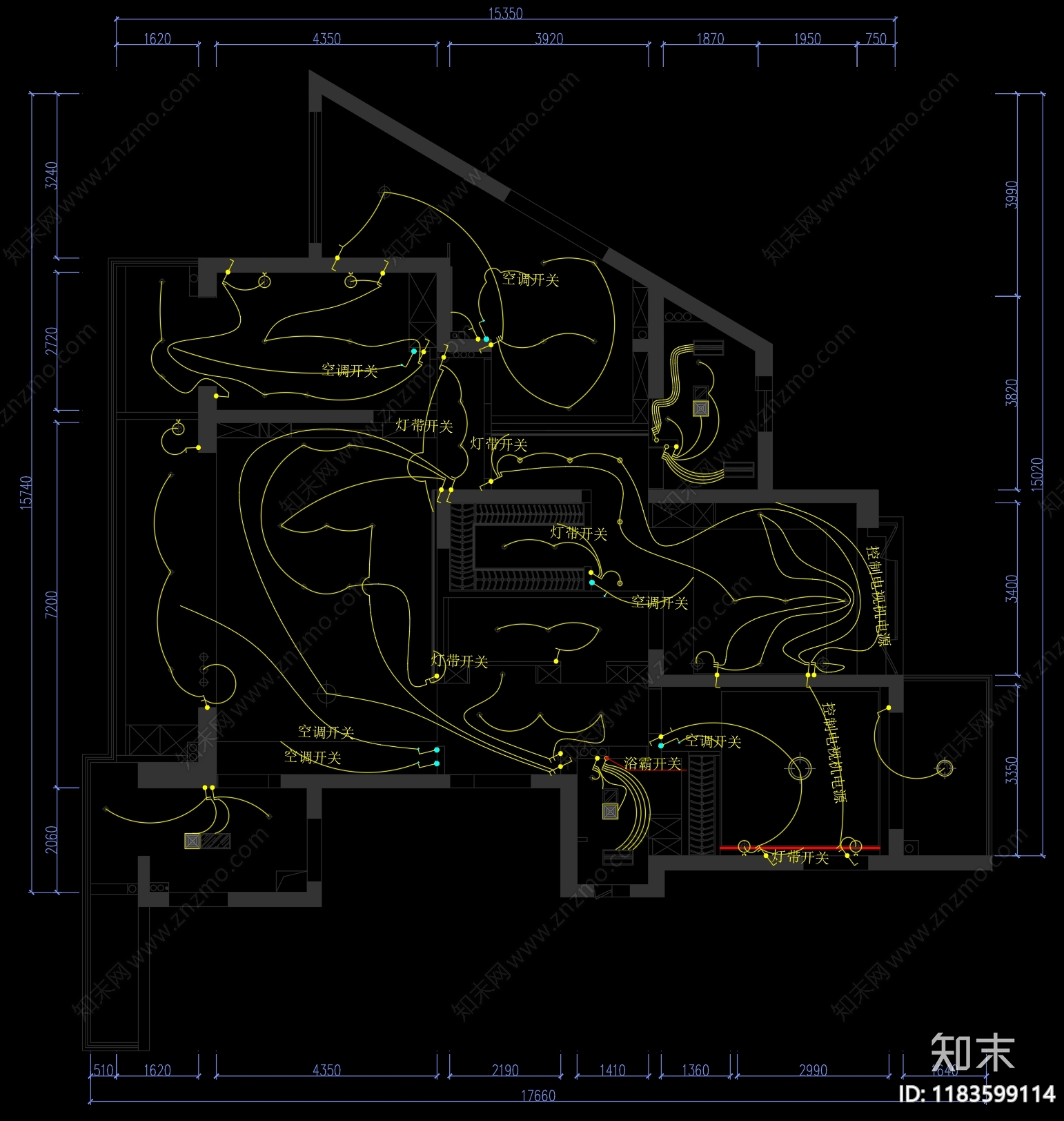现代新中式家装图库cad施工图下载【ID:1183599114】