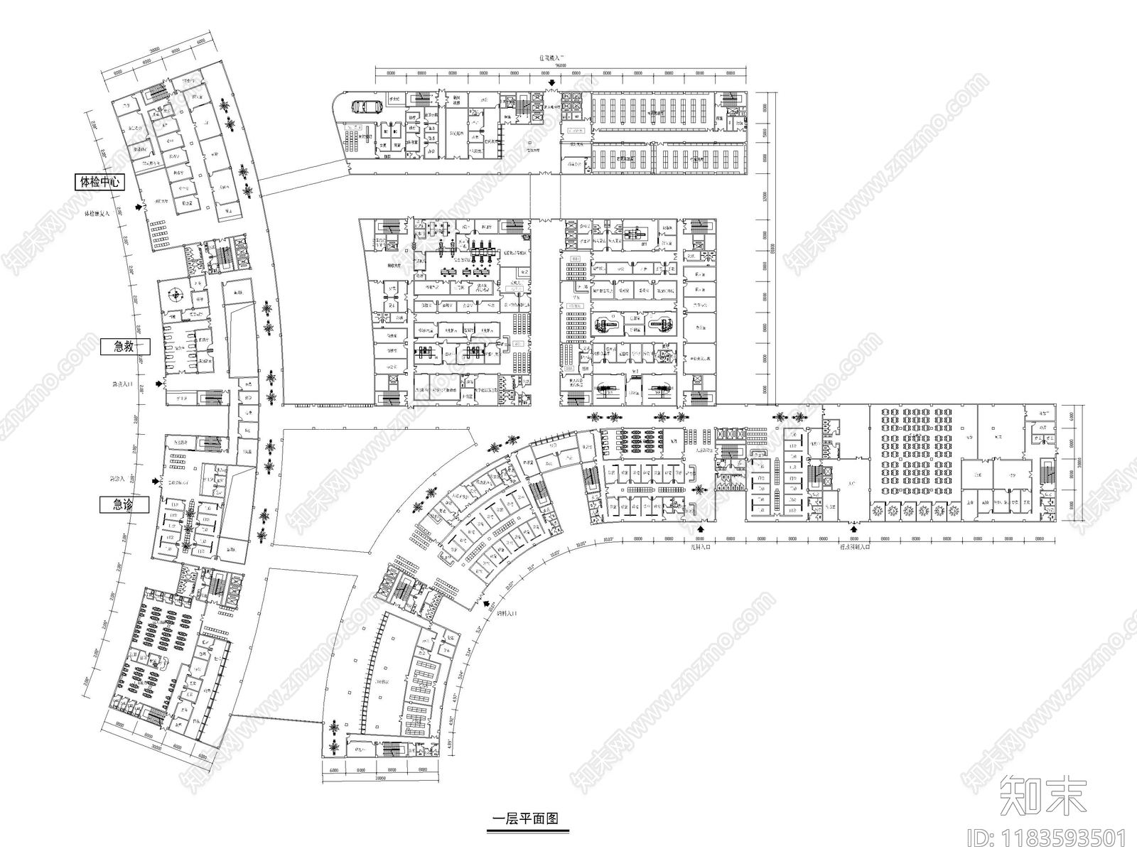 现代医院cad施工图下载【ID:1183593501】