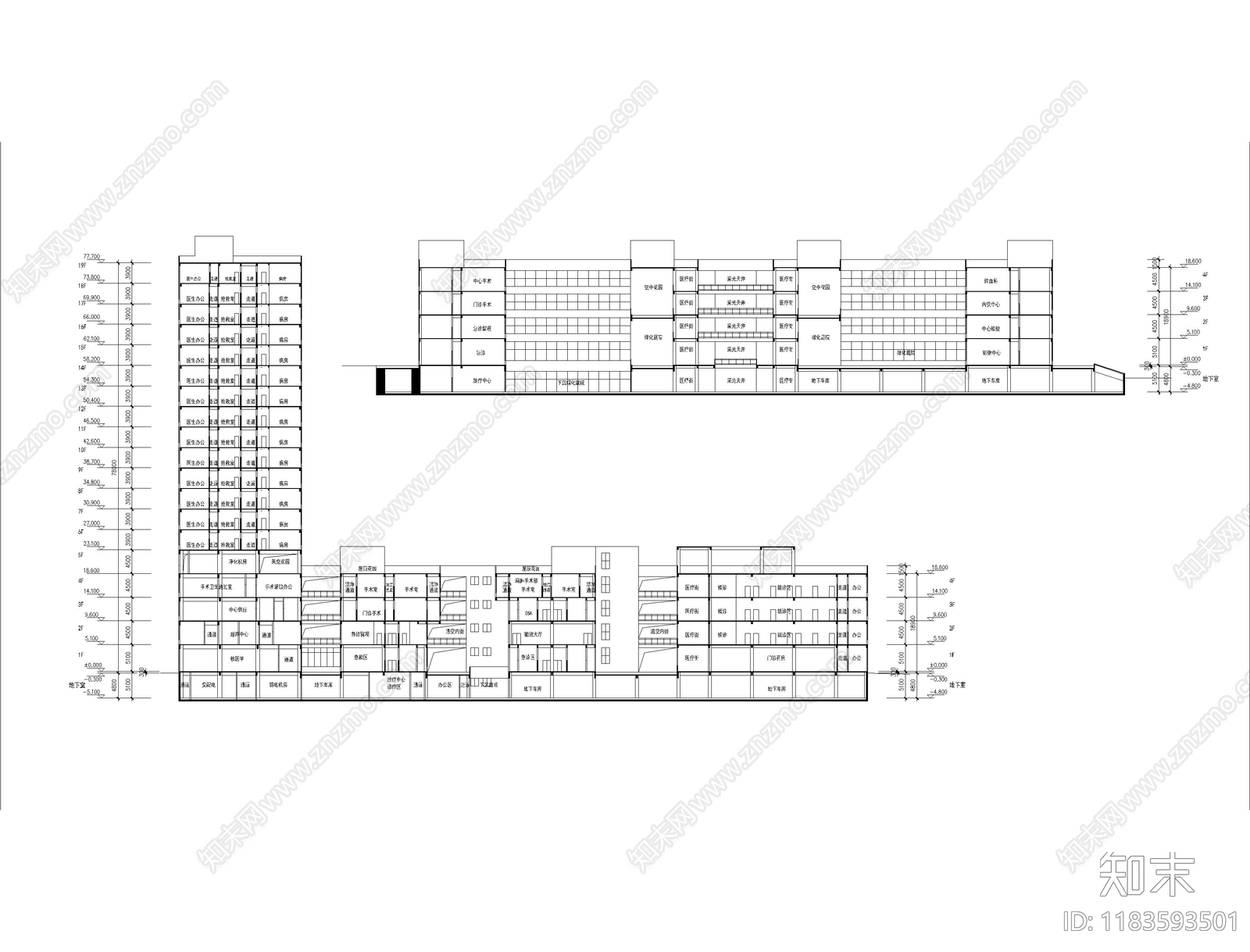 现代医院cad施工图下载【ID:1183593501】