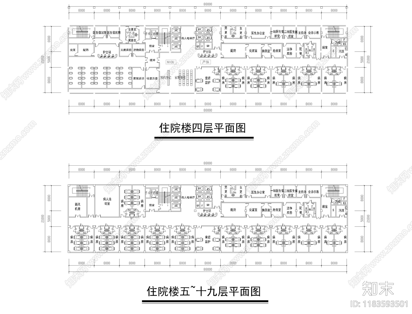 现代医院cad施工图下载【ID:1183593501】