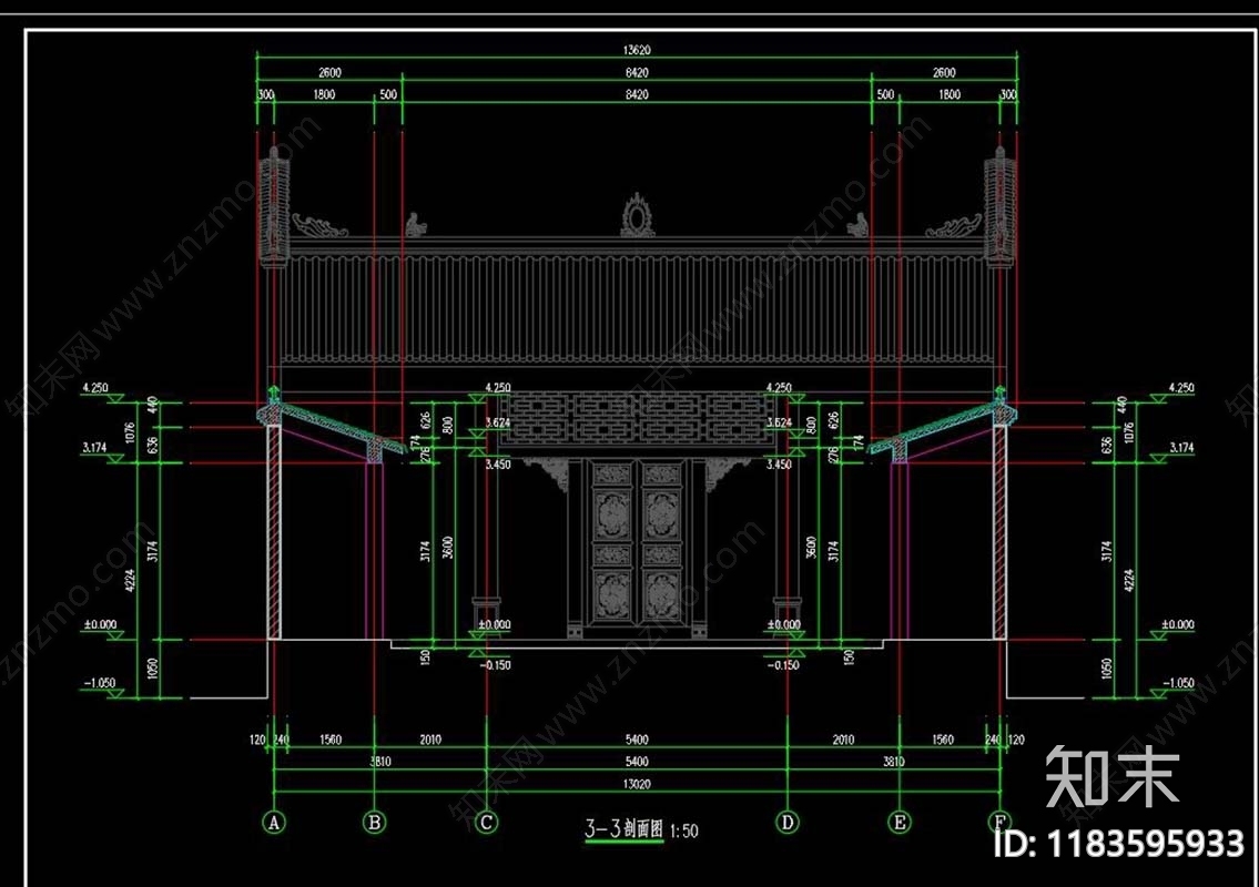 中式古建cad施工图下载【ID:1183595933】