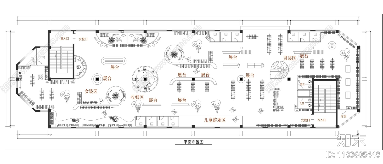 现代服装店cad施工图下载【ID:1183605448】