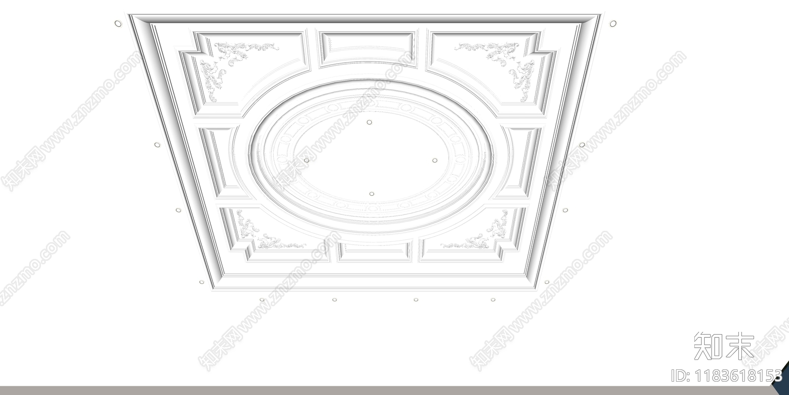 欧式吊顶SU模型下载【ID:1183618153】