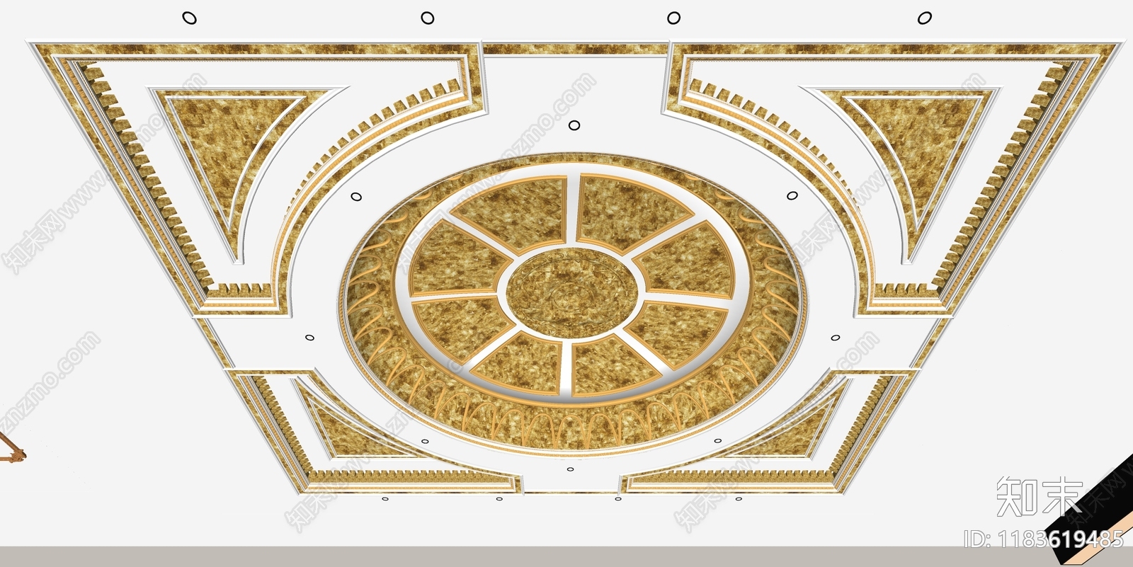 欧式吊顶SU模型下载【ID:1183619485】