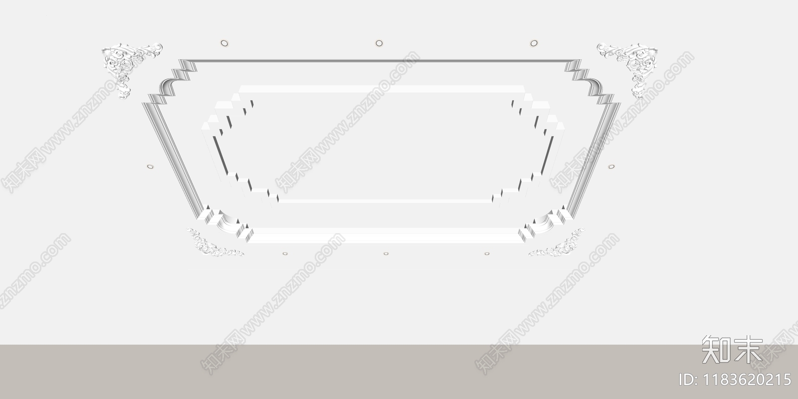 欧式吊顶SU模型下载【ID:1183620215】