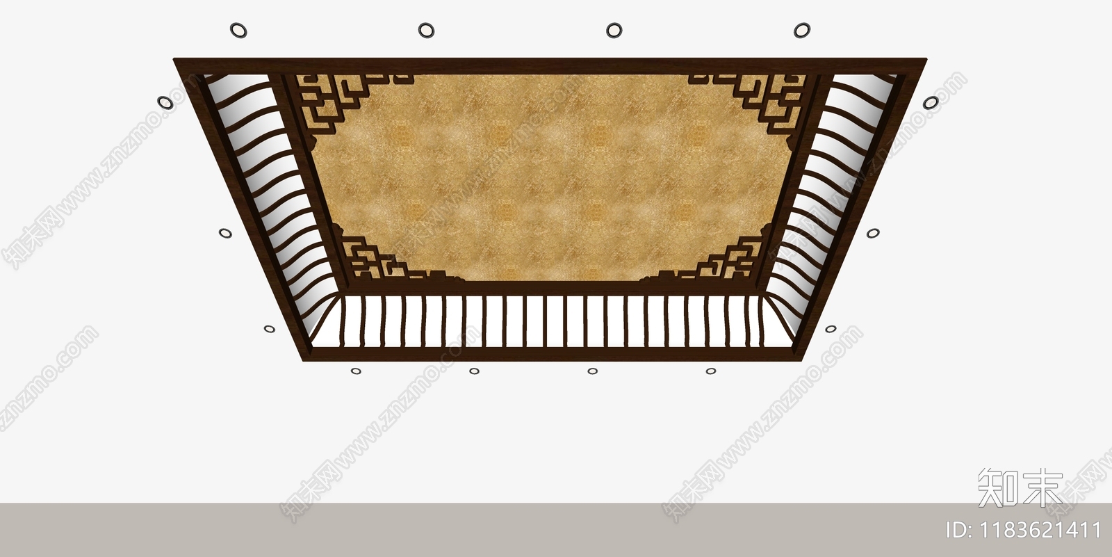 新中式吊顶SU模型下载【ID:1183621411】