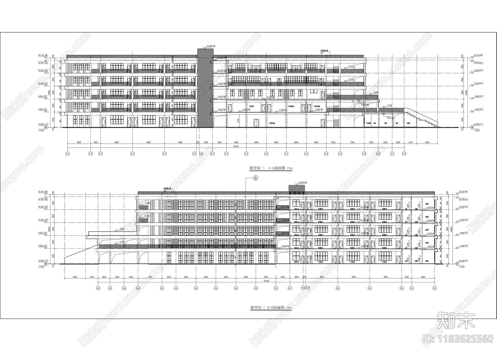 现代学校建筑cad施工图下载【ID:1183625560】