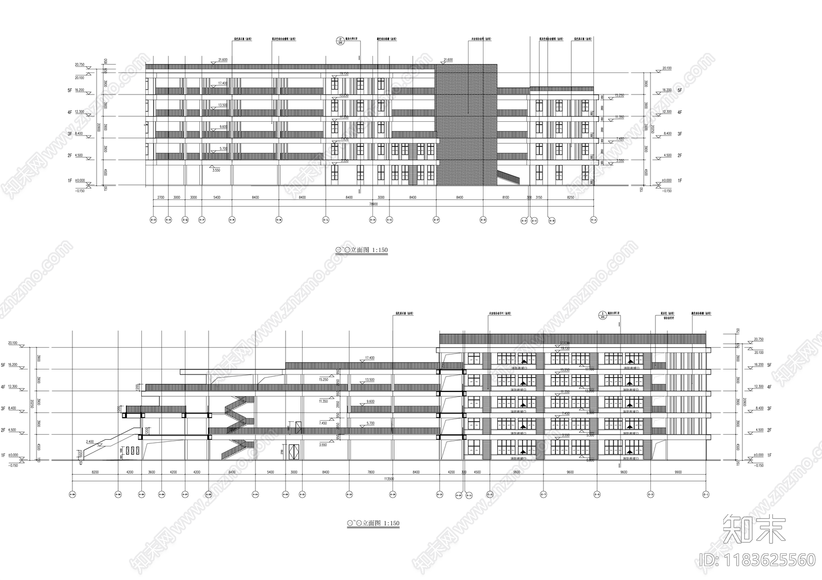 现代学校建筑cad施工图下载【ID:1183625560】