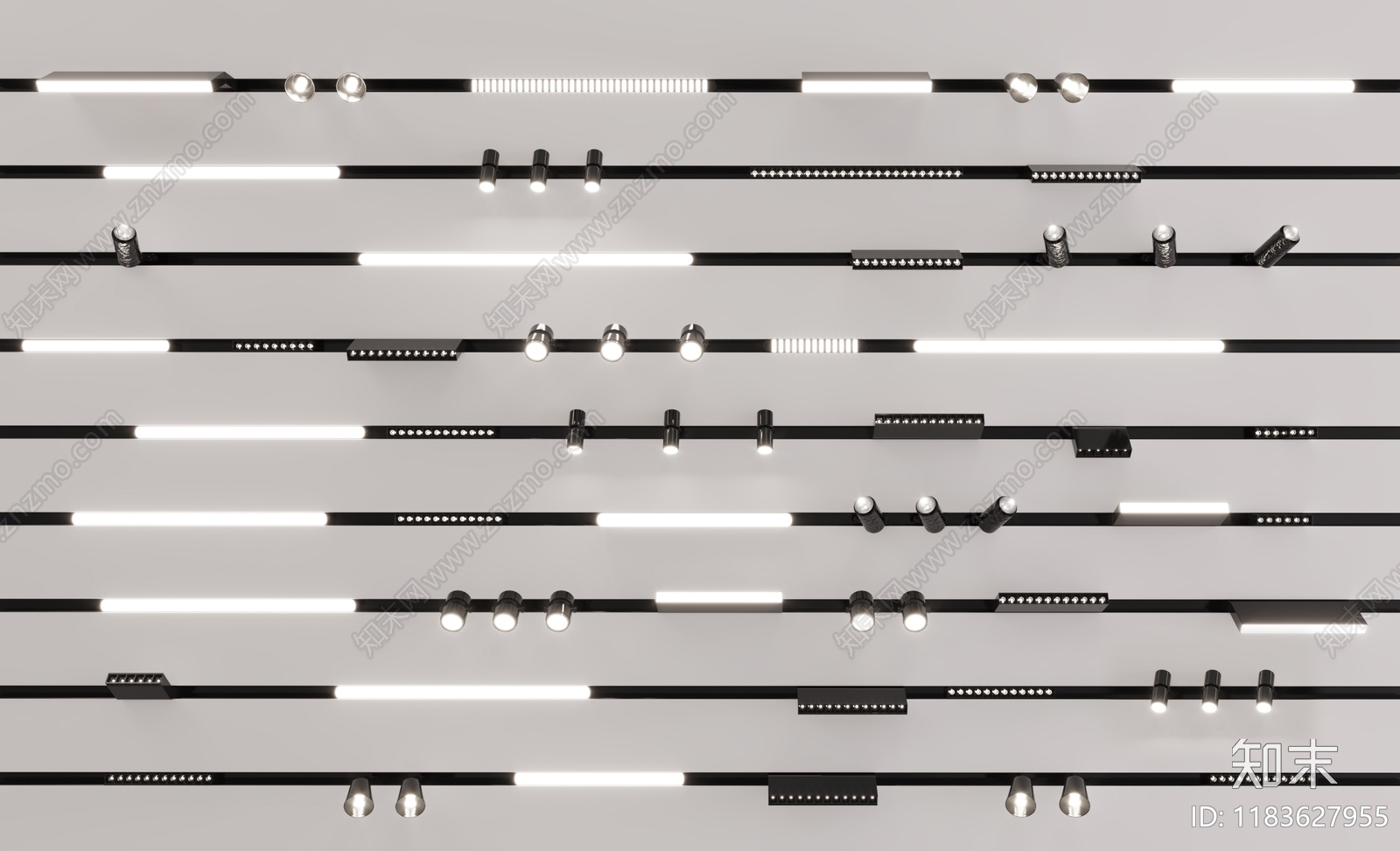 现代筒灯磁吸灯射灯轨道灯3D模型下载【ID:1183627955】