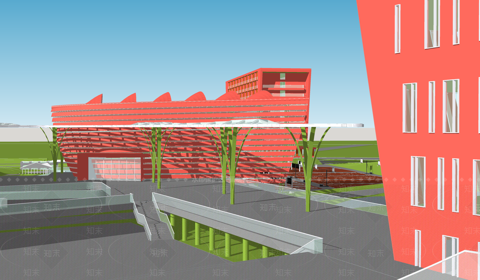 现代学校建筑SU模型下载【ID:1183630556】