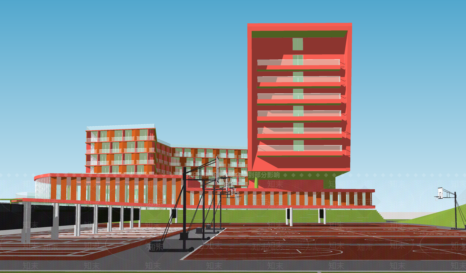 现代学校建筑SU模型下载【ID:1183630556】