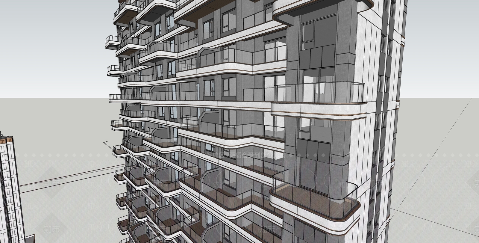 简约轻奢小区建筑SU模型下载【ID:1183634807】