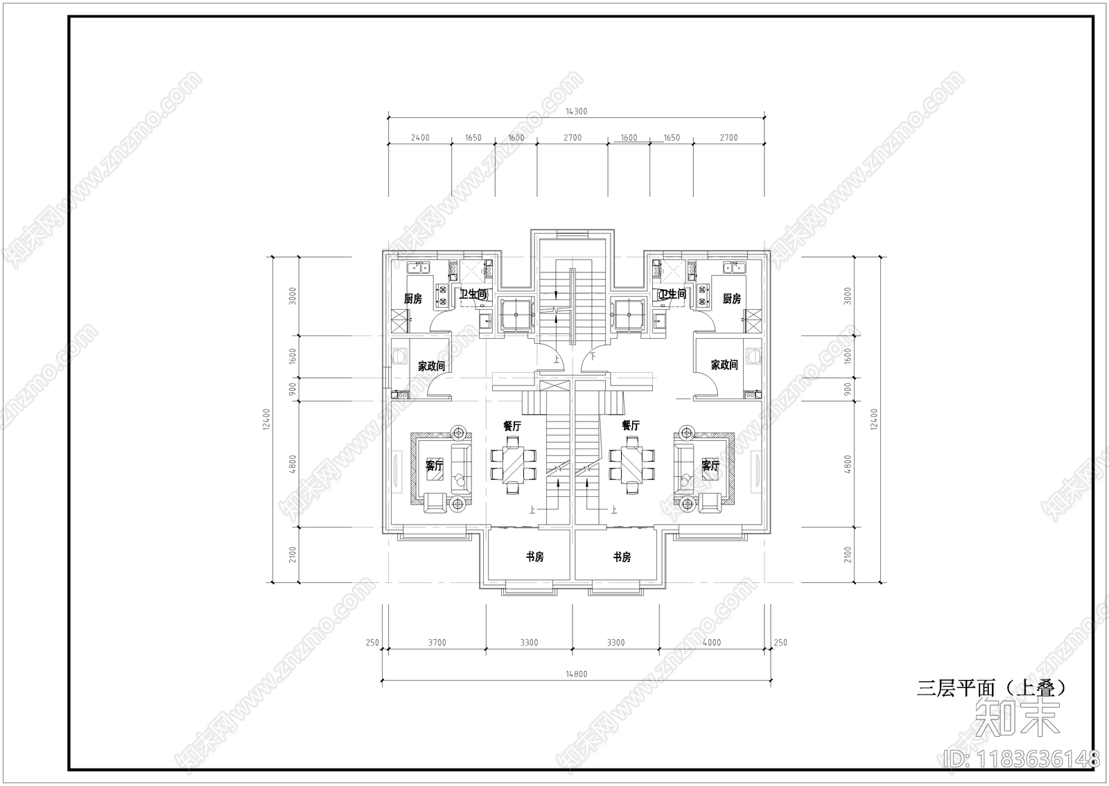 现代别墅建筑cad施工图下载【ID:1183636148】