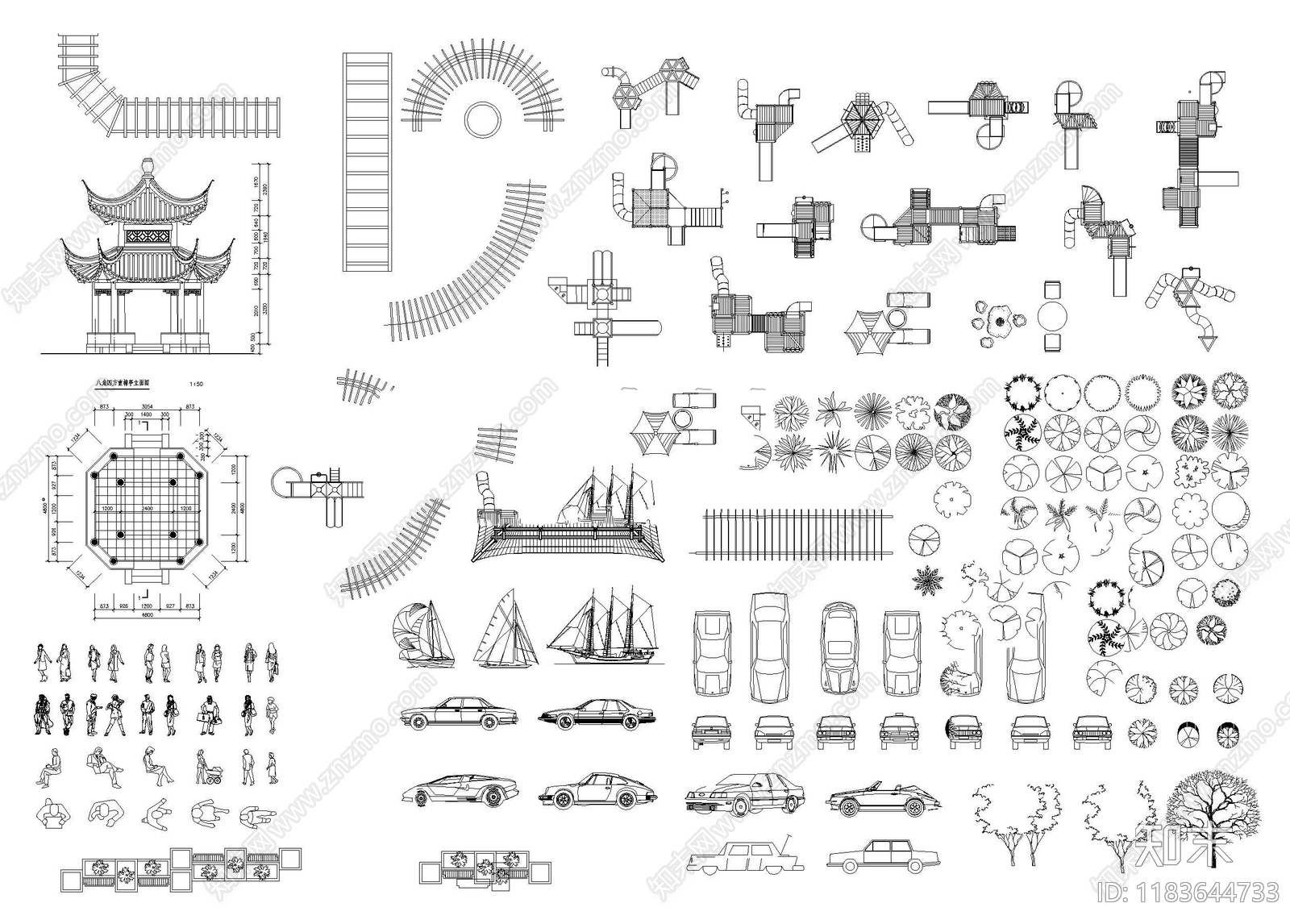 现代综合景观图库cad施工图下载【ID:1183644733】