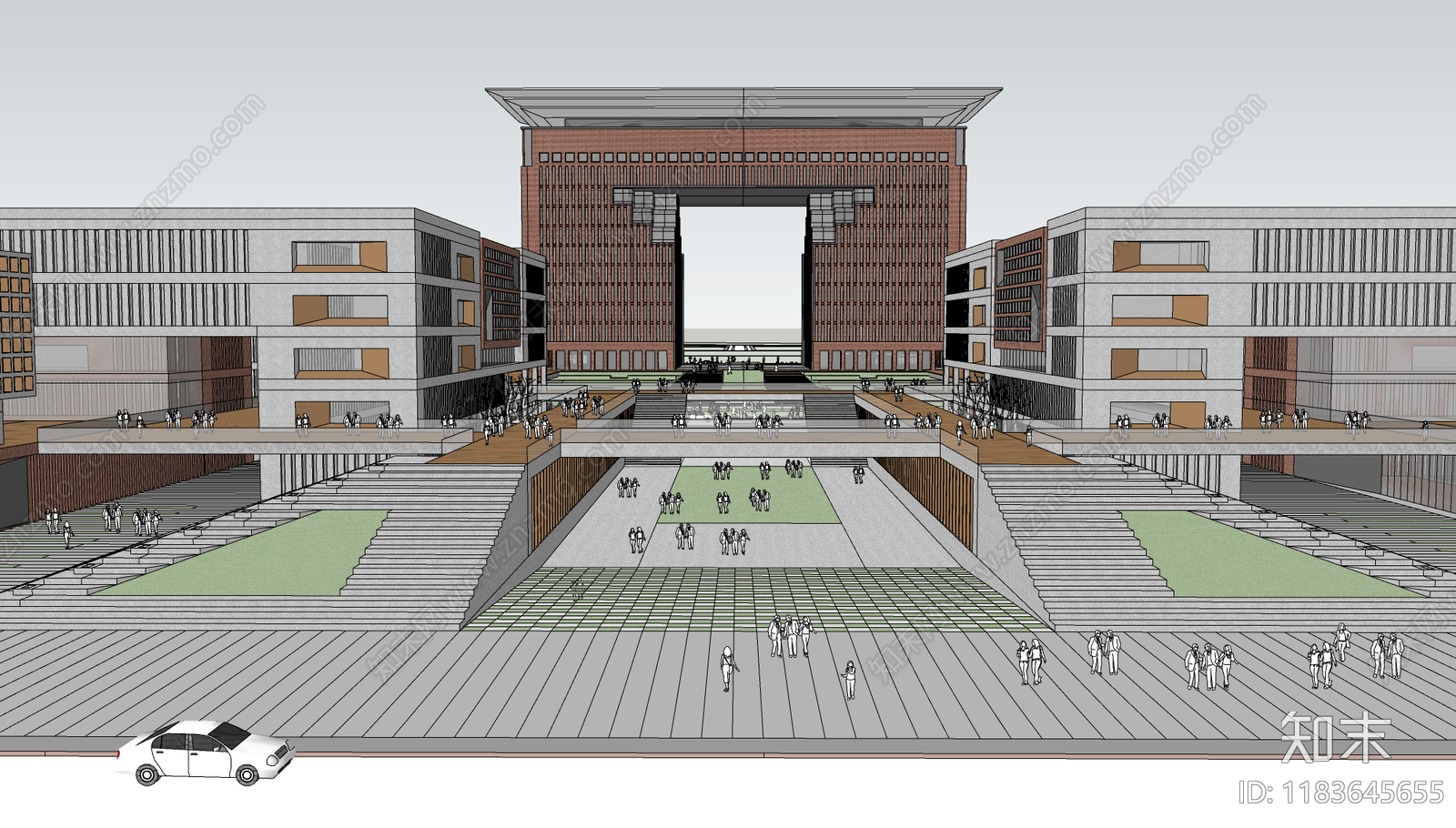 现代学校建筑SU模型下载【ID:1183645655】