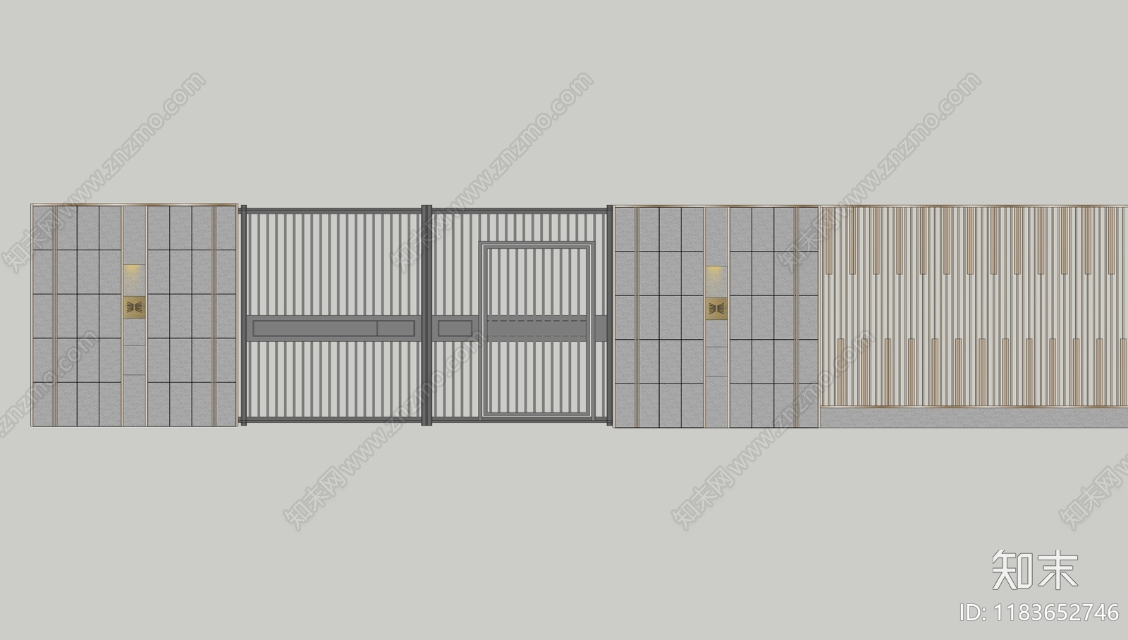 现代围墙SU模型下载【ID:1183652746】