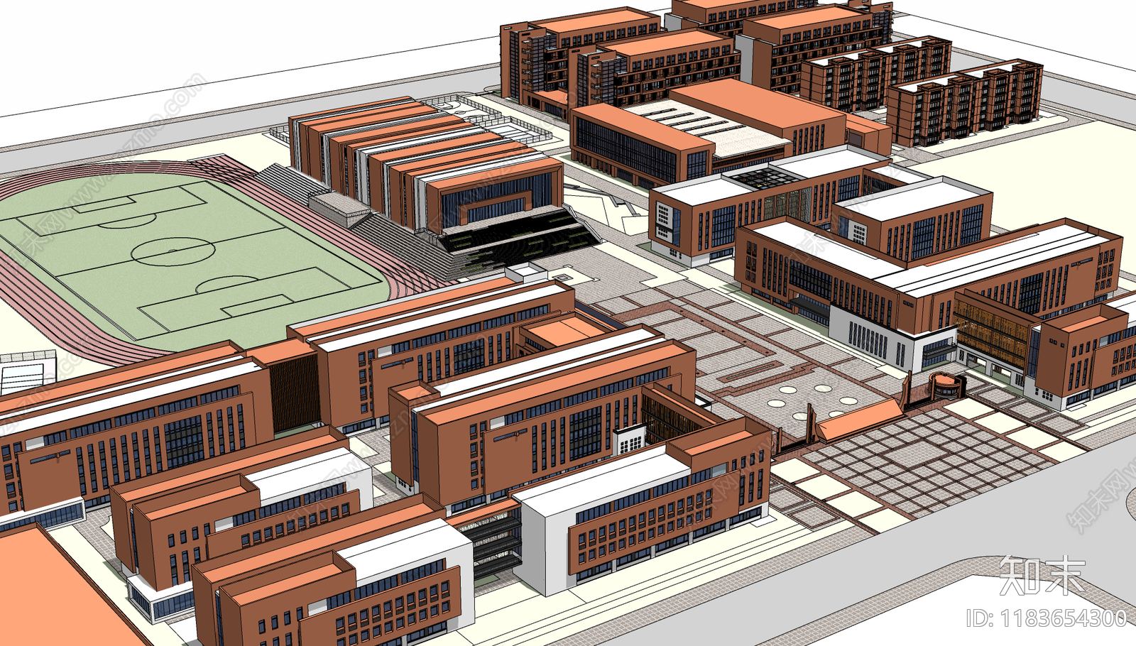 现代学校建筑SU模型下载【ID:1183654300】